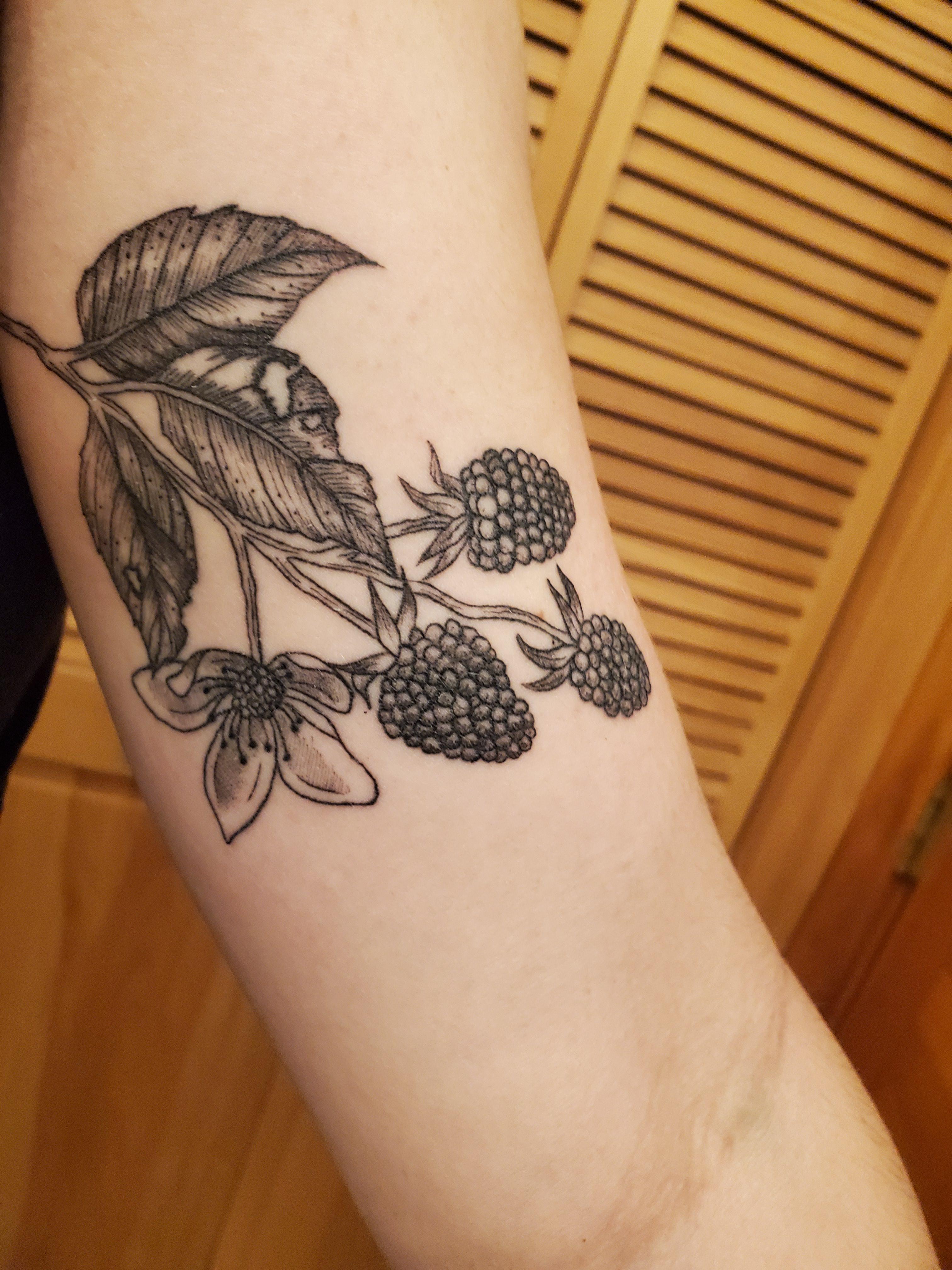 Totally obsessed with my bicep berries done by Tori at Forecastle Tattoo in Bangor, Maine! r