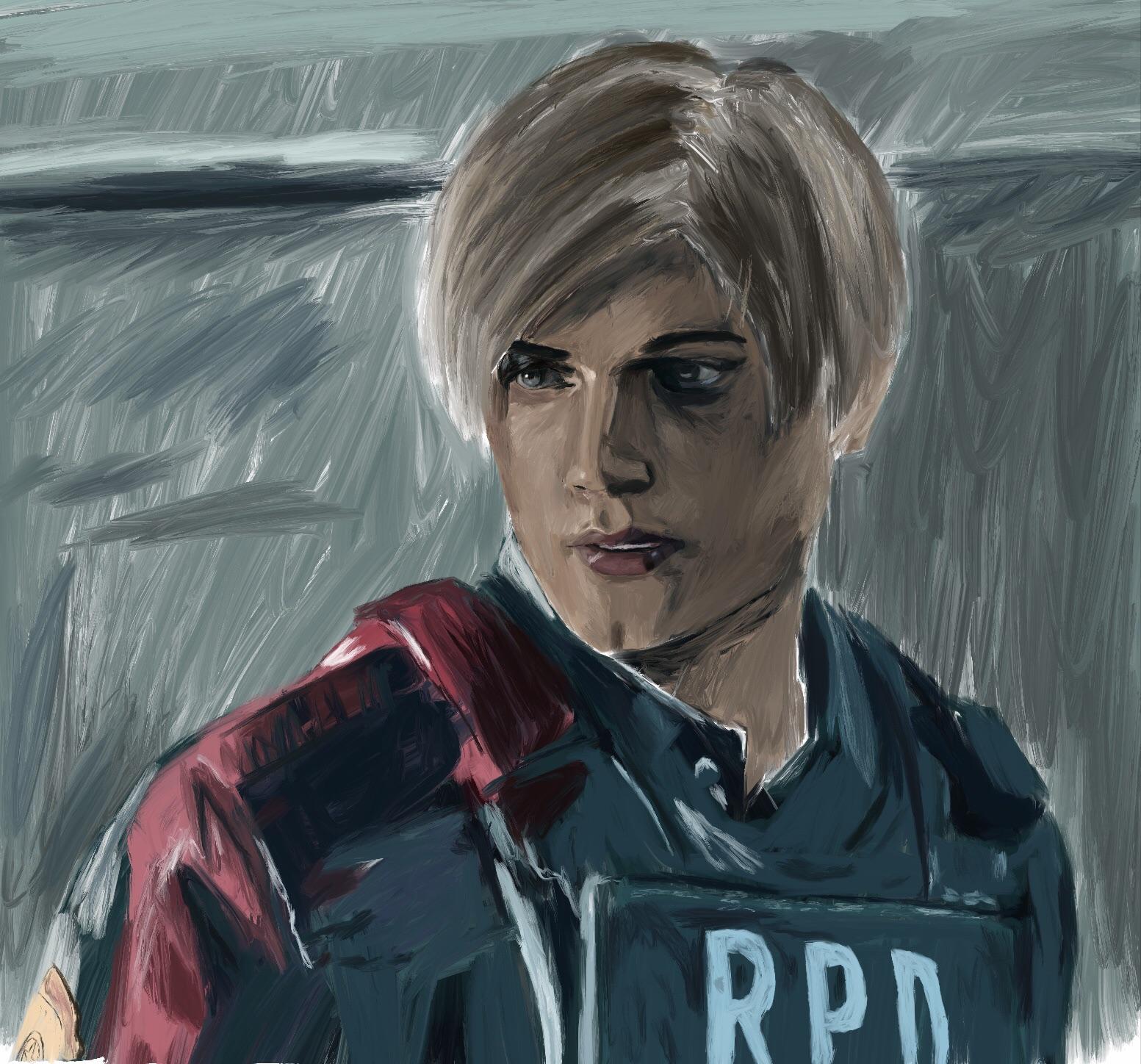 I painted leon kennedy from resident evil 2 remake fanart