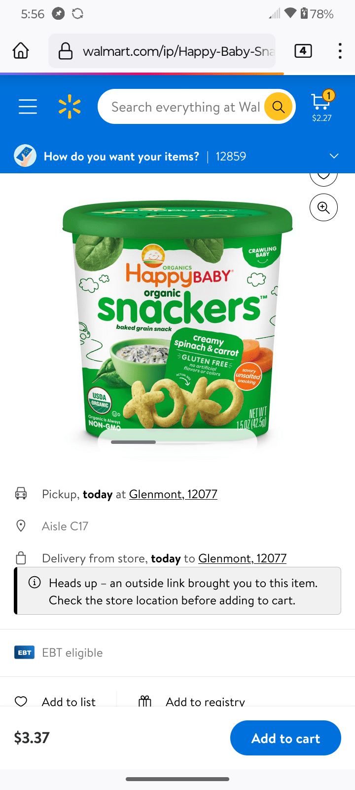 Item says it's EBT eligible on Walmart website, but isn't at the store