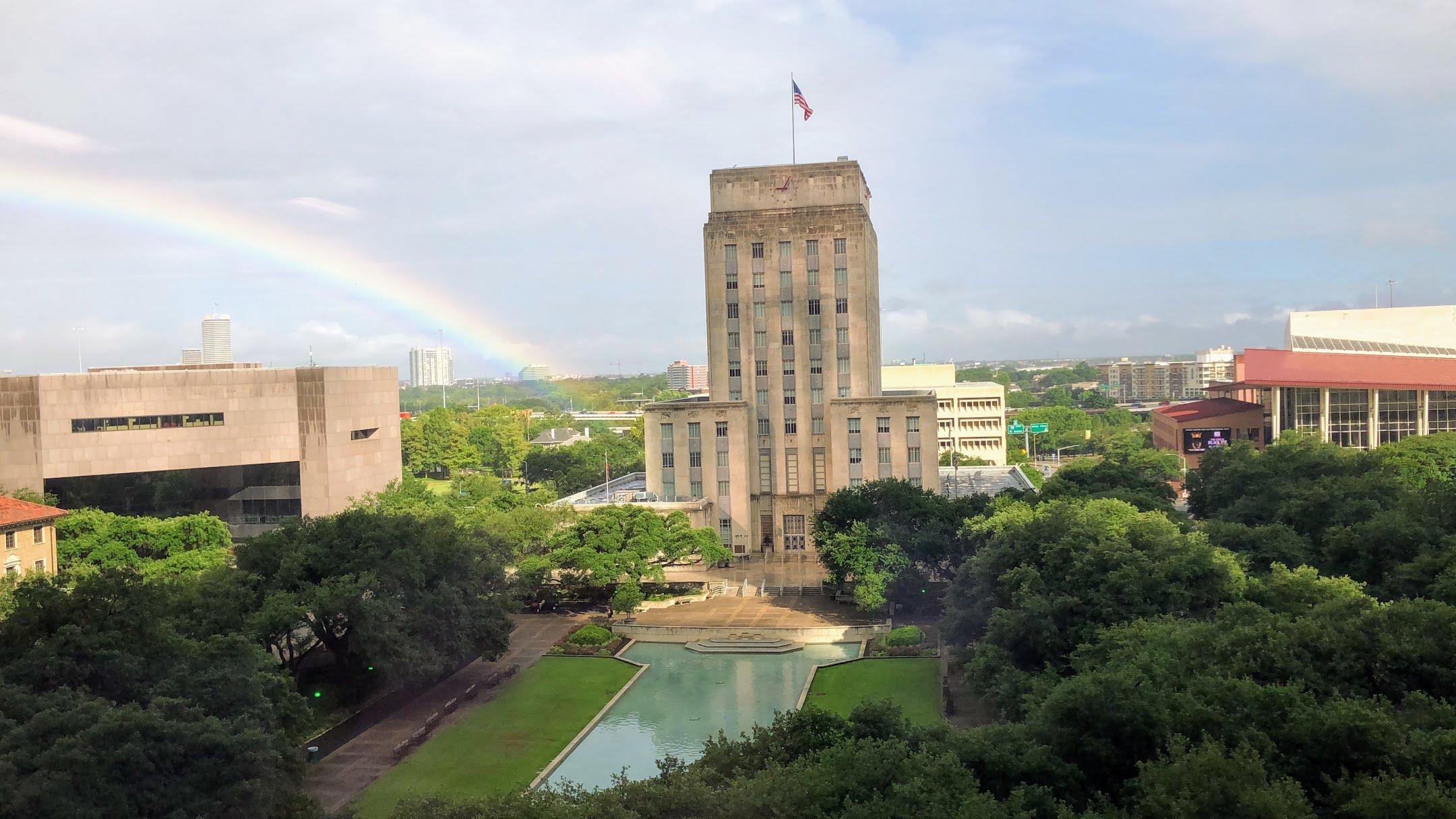 Rainbow Over City Hall This Morning r/houston