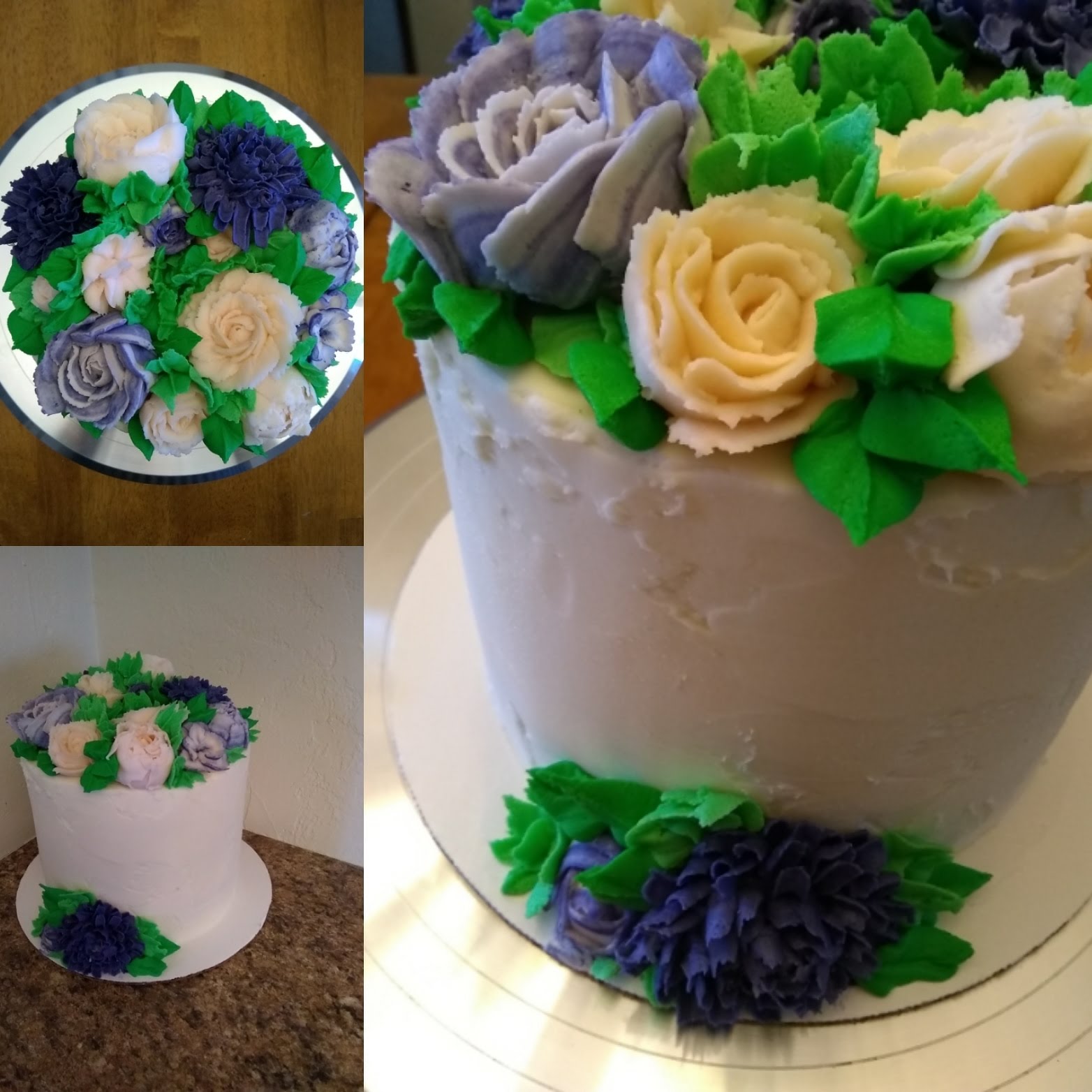 Spring cake with dahlias and roses r/cakedecorating