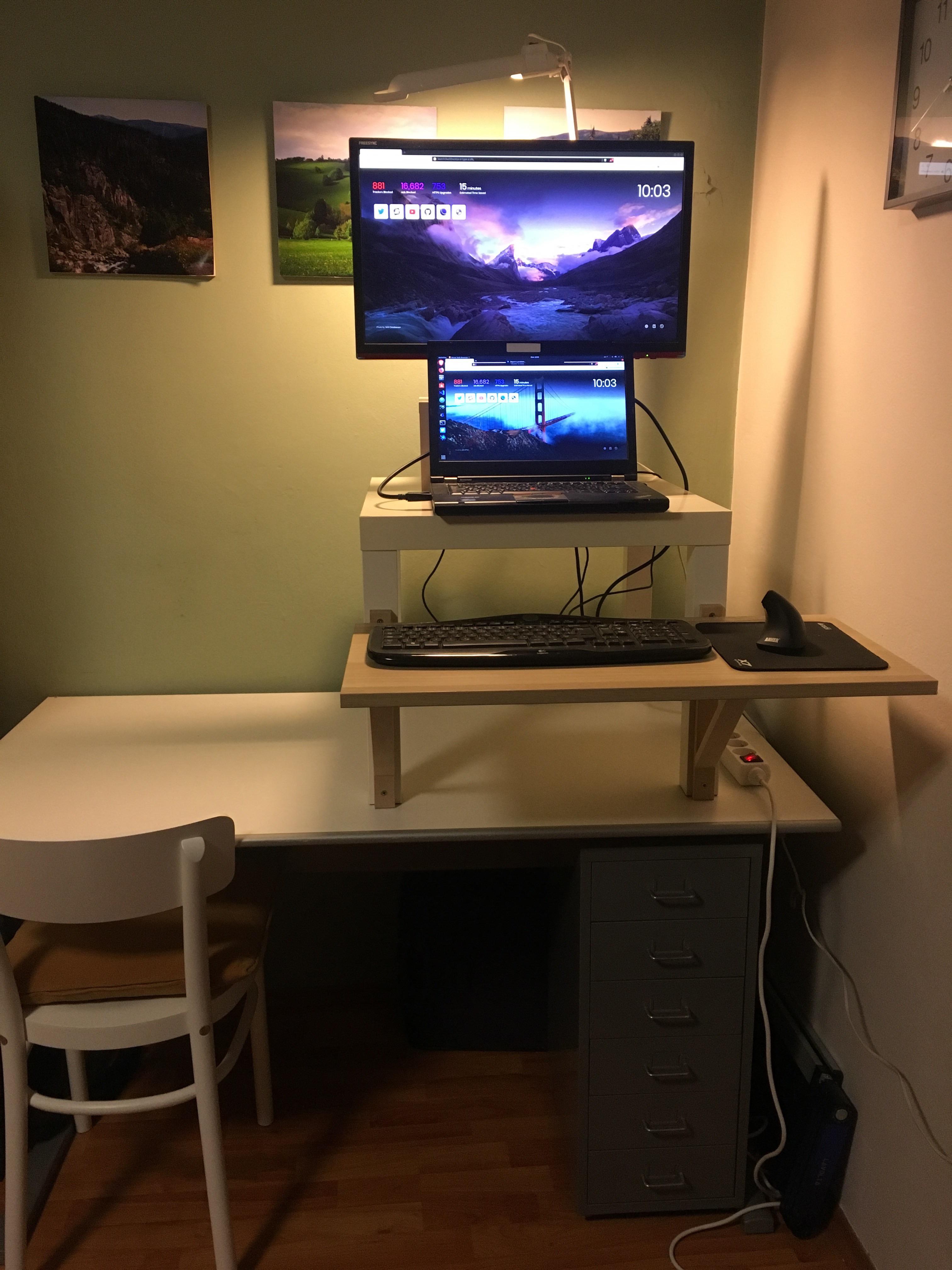 Cheap ikea standing desk simple table, ekby valter wood shelves