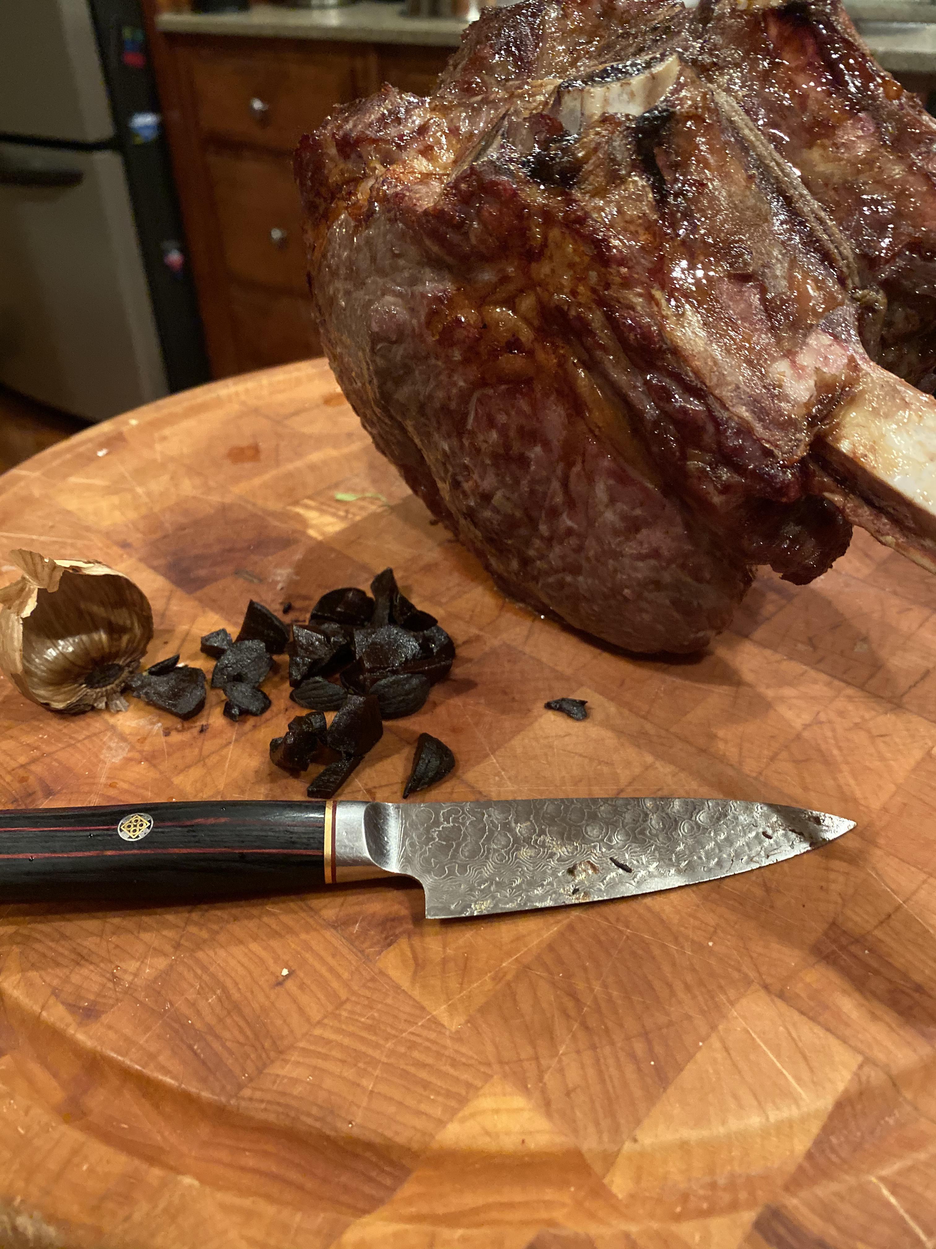 [homemade] Eight hour sousvide prime rib and black garlic! r/food