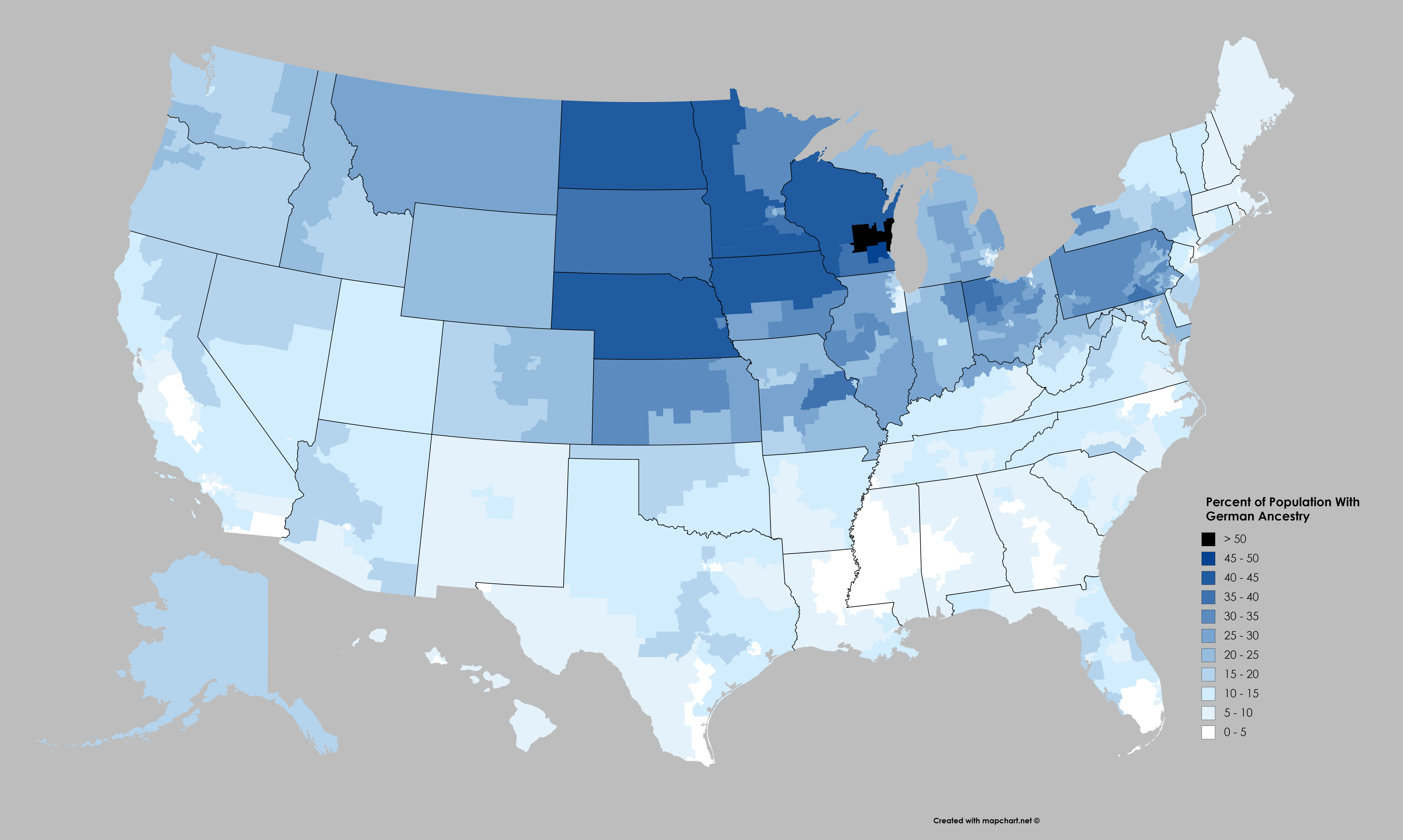 Percent of Population with German Ancestry by Congressional District