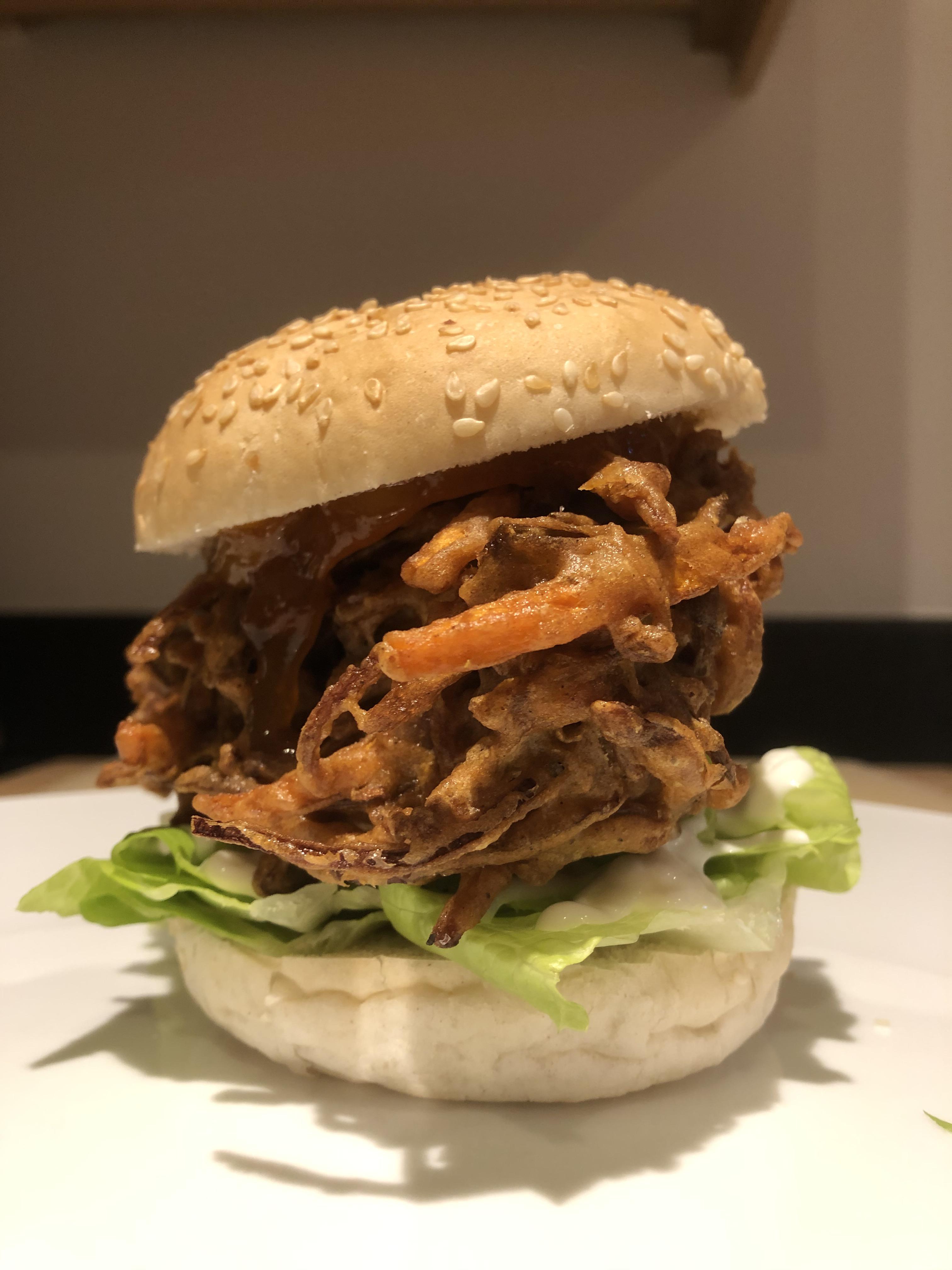 Carrot and Red Onion Bhaji Burger r/UK_Food