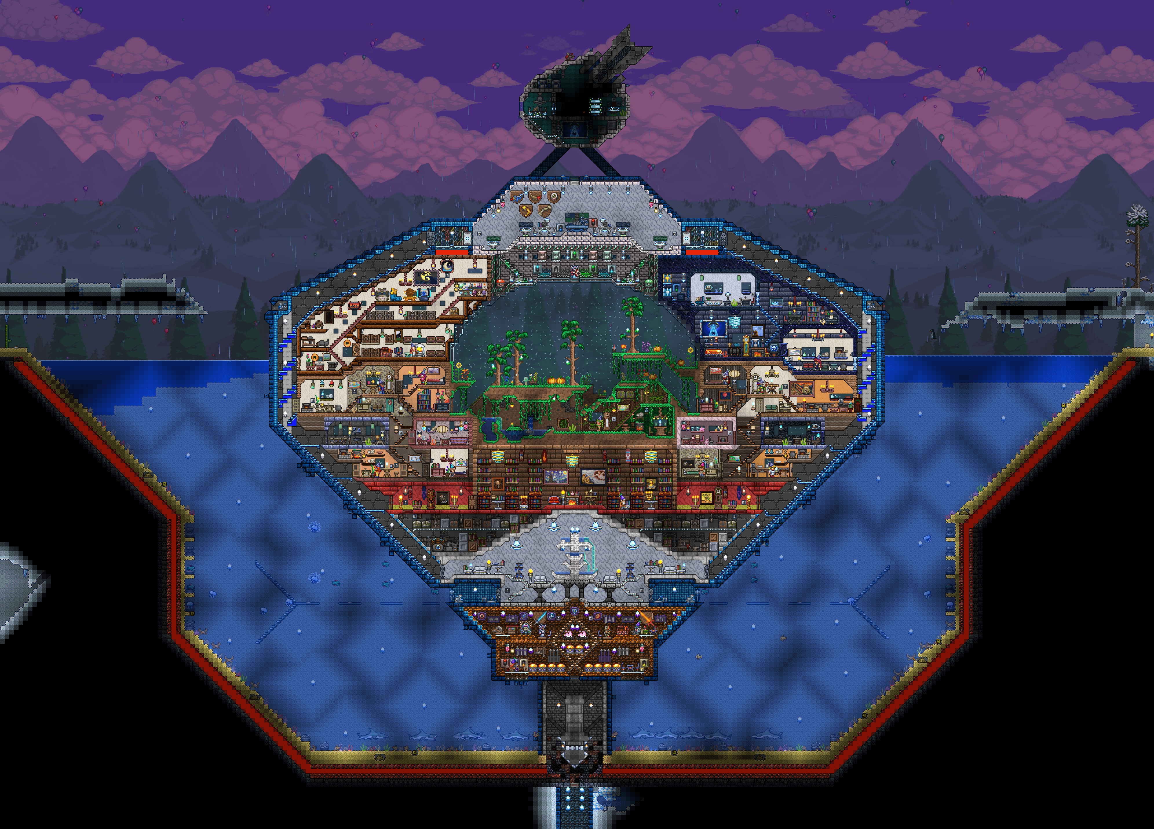 My first major project Frozen Underwater Fortress Terraria