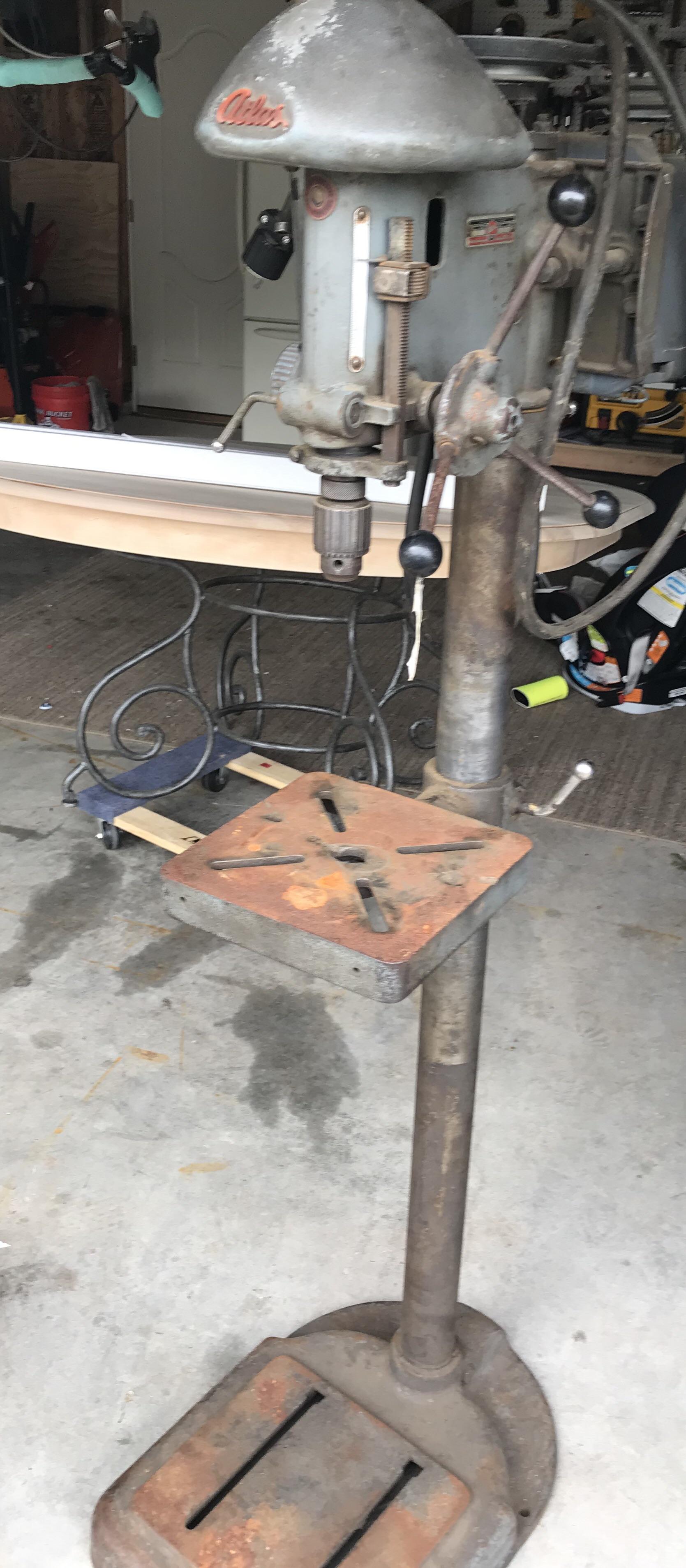 NTD Atlas 1060 drill press from the 50’s. A lot to clean and restore