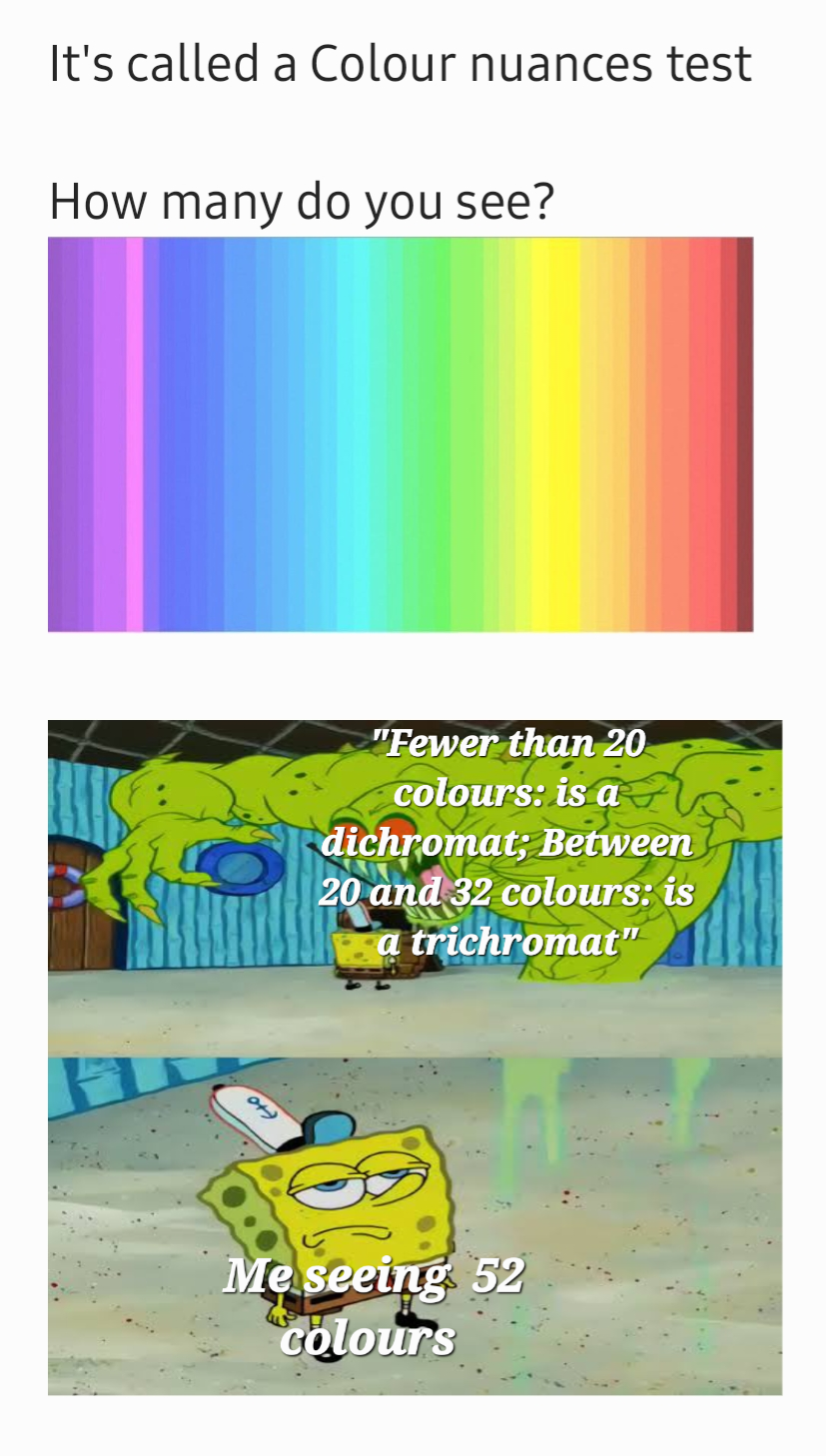 Me seeing 52 colours r/memes