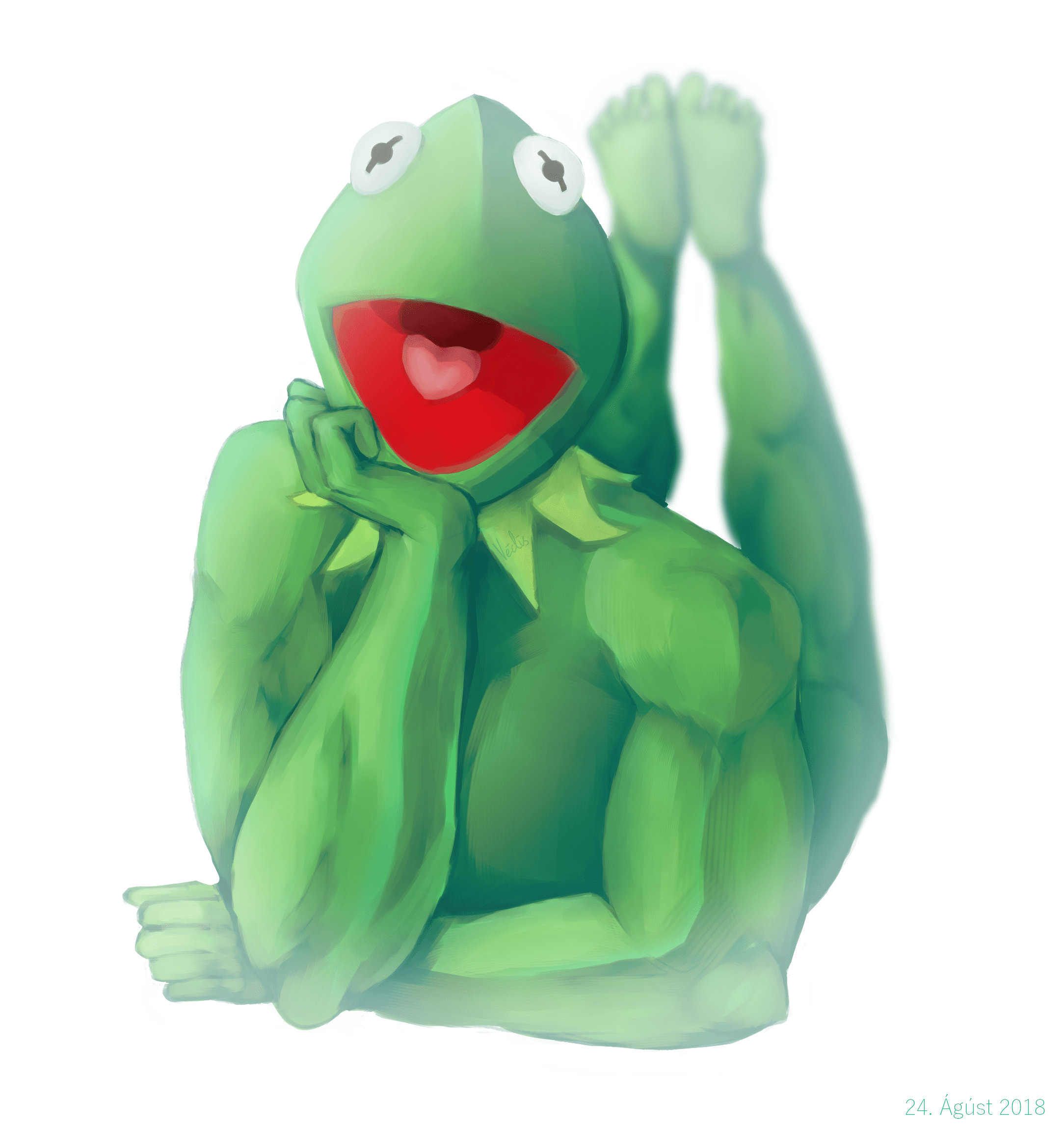 Kermit Drawing With Hearts