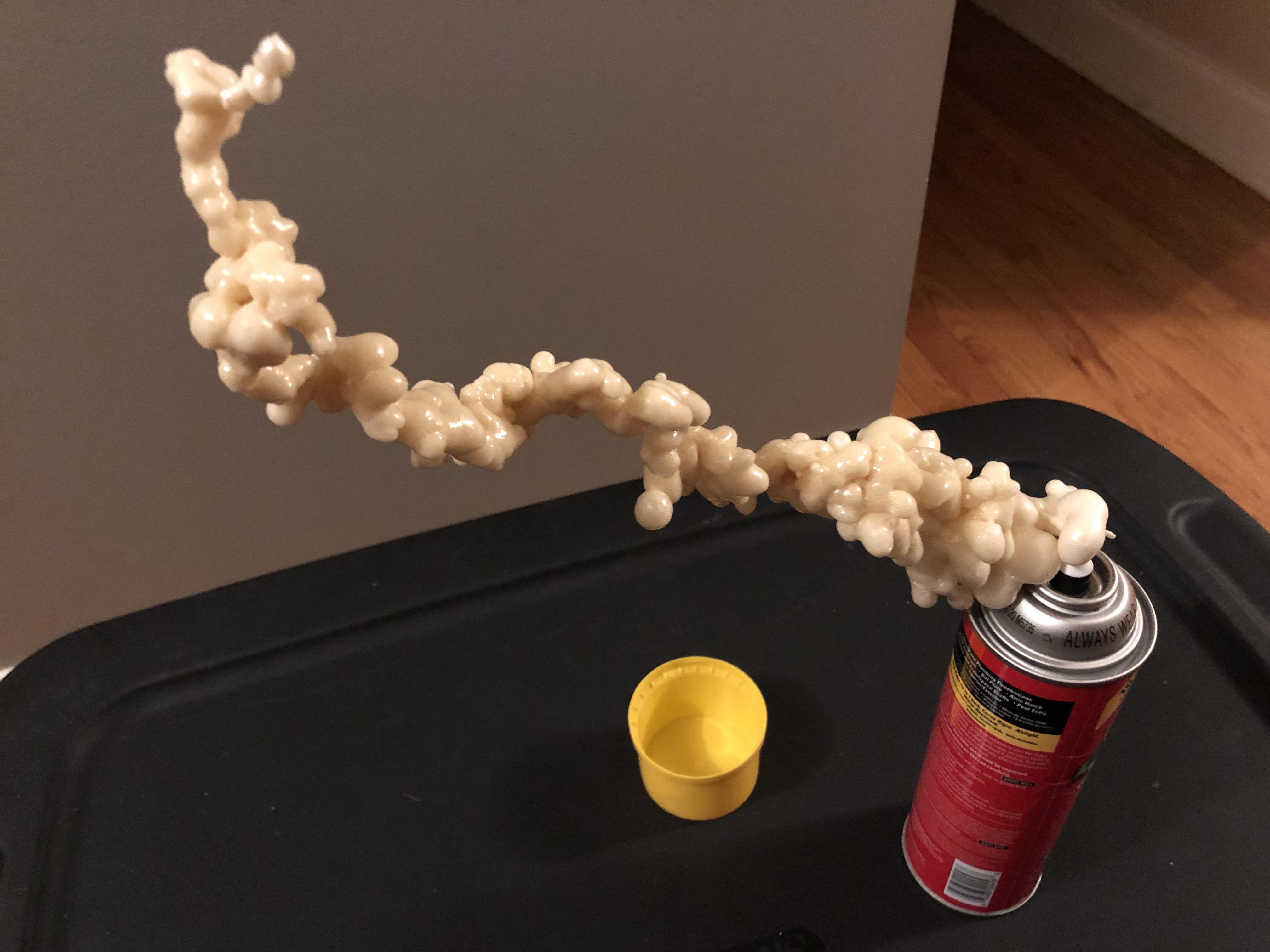 Work of art created by small overnight leak of insulating foam