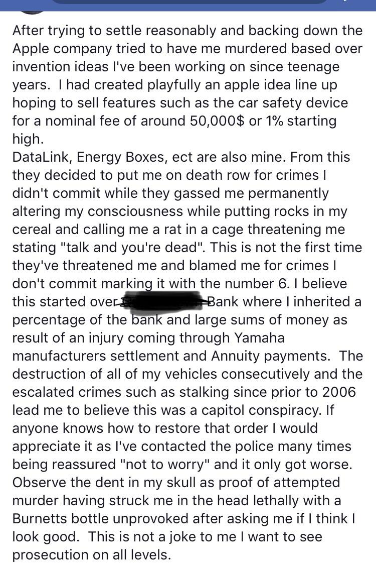 His Facebook is a goldmine of conspiracy theories on how people are