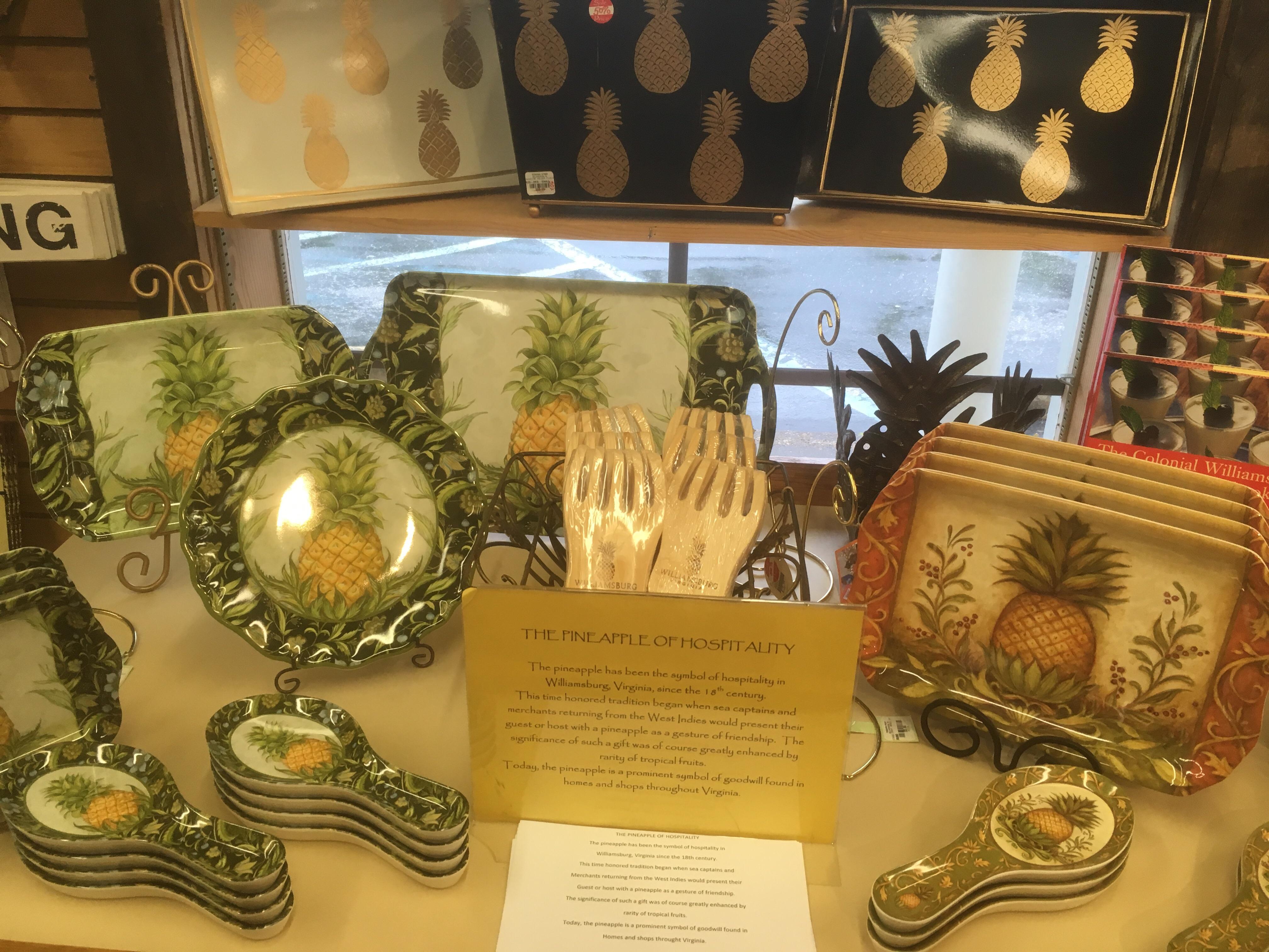 Pineapples; a symbol of hospitality in Williamsburg VA — they're