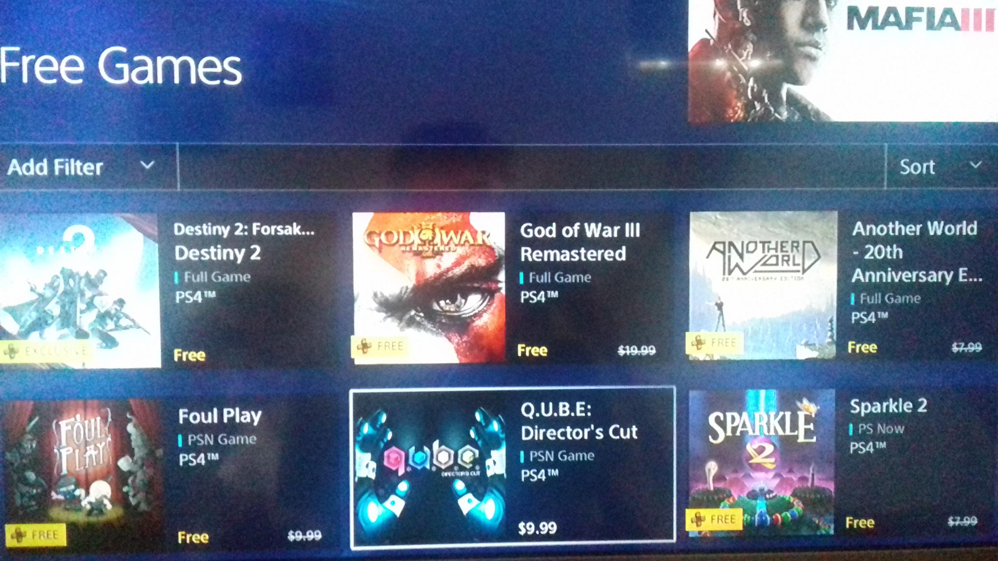 Q.U.B.E. is on the free ps plus games section but it actually isn't