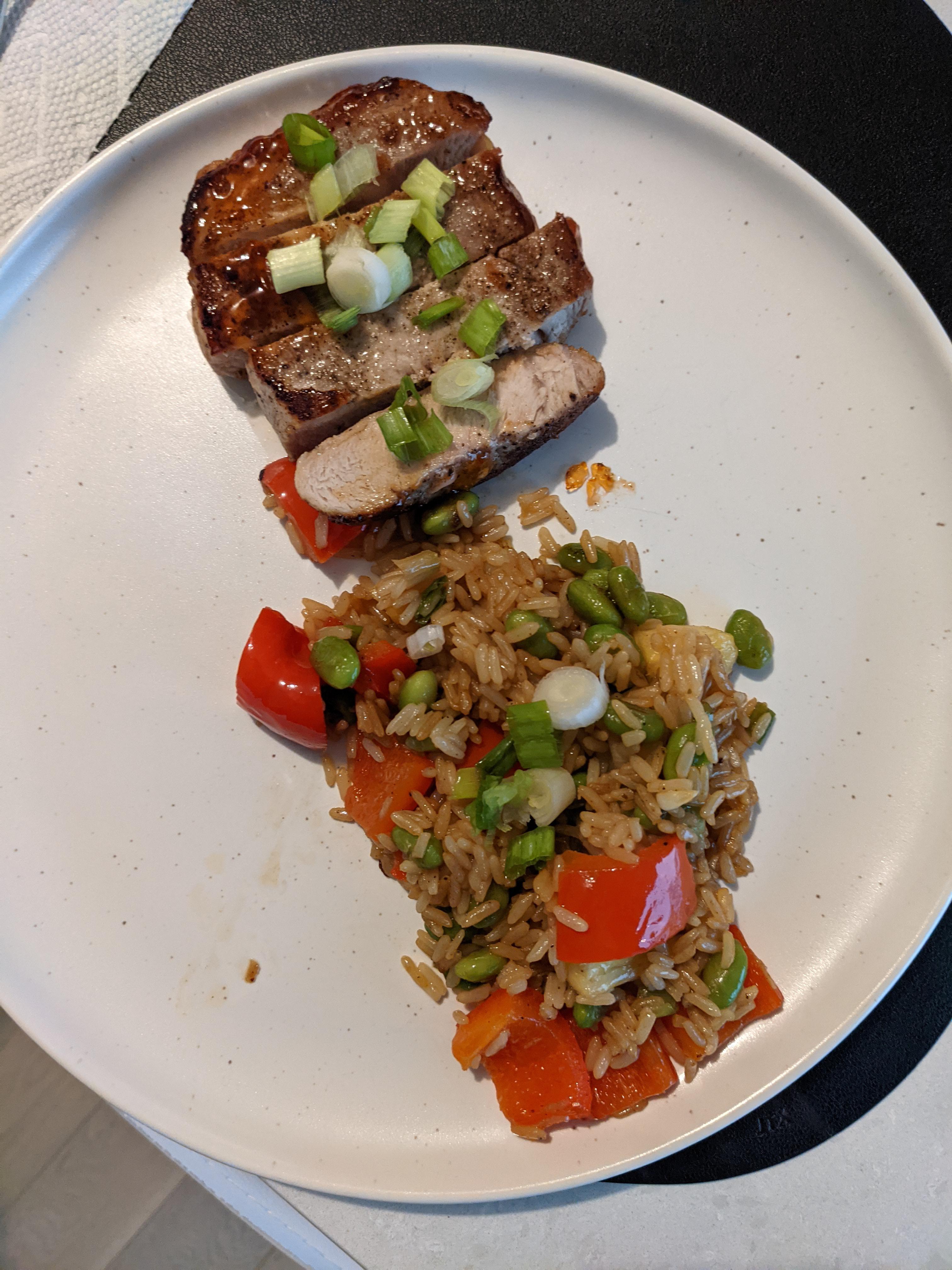 Glazed Pork Chops with fried rice r/hellofresh
