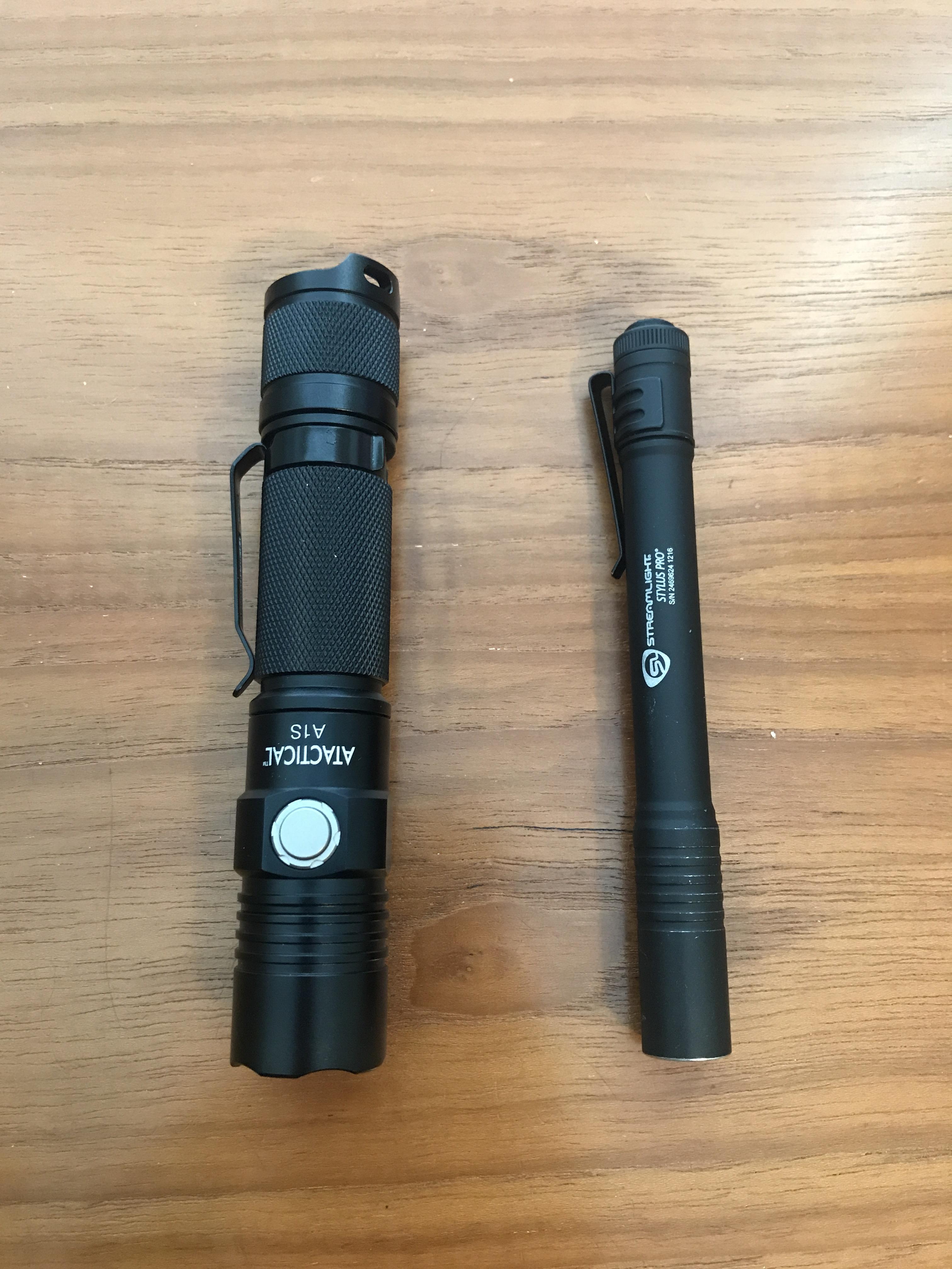 Added the A1S to my rotation. Size comparison of a streamlight stylus