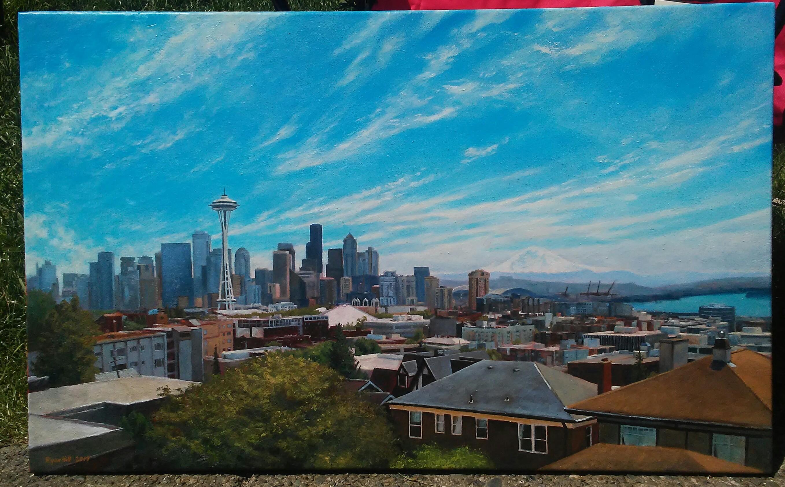 Seattle, oil on 21"x34" canvas, Ryan Hill, 2017 r/SeattleWA