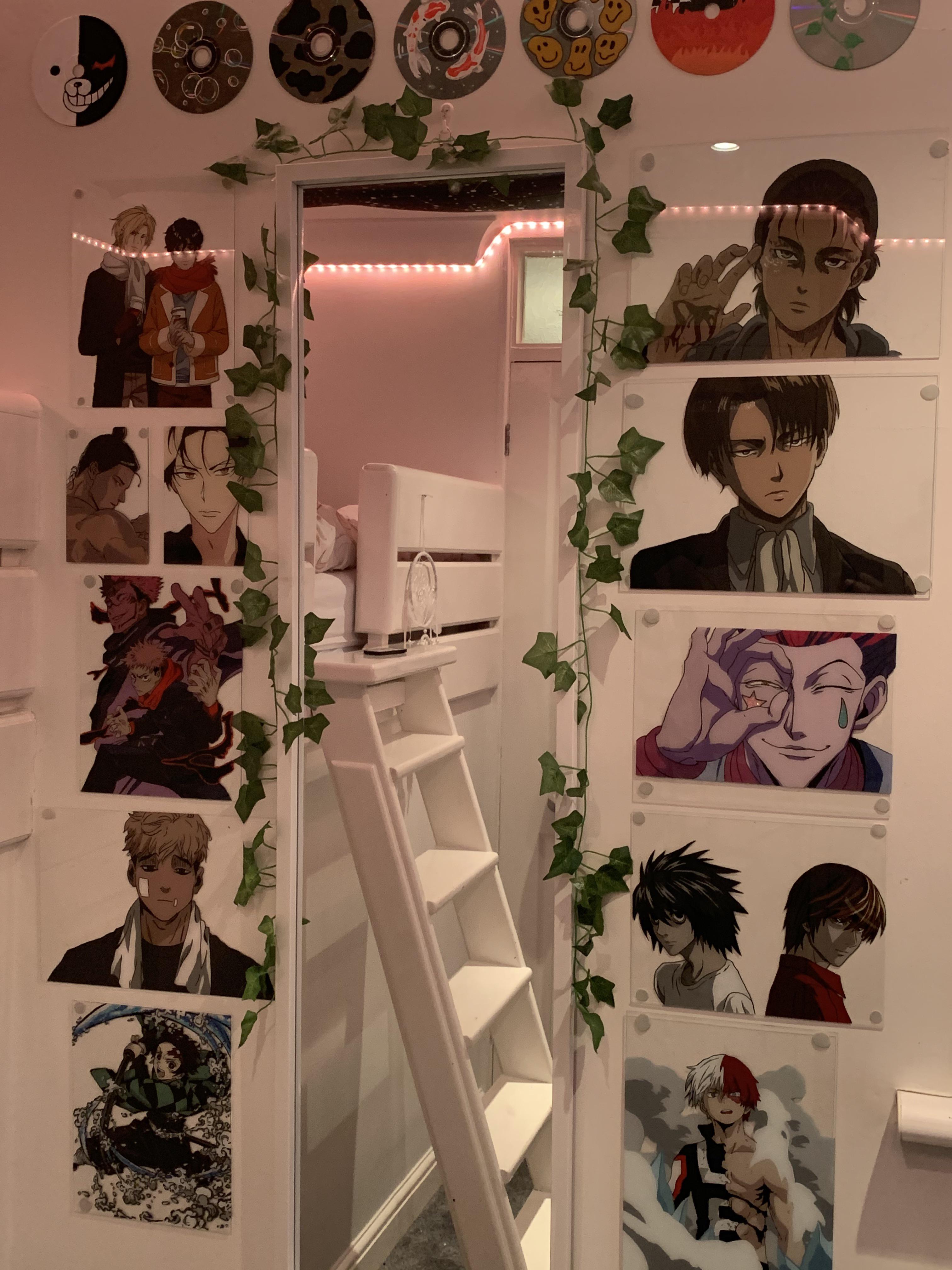 my anime glass art wall as of right now! (i will very likely run out of walls soon lol) r/AnimeART