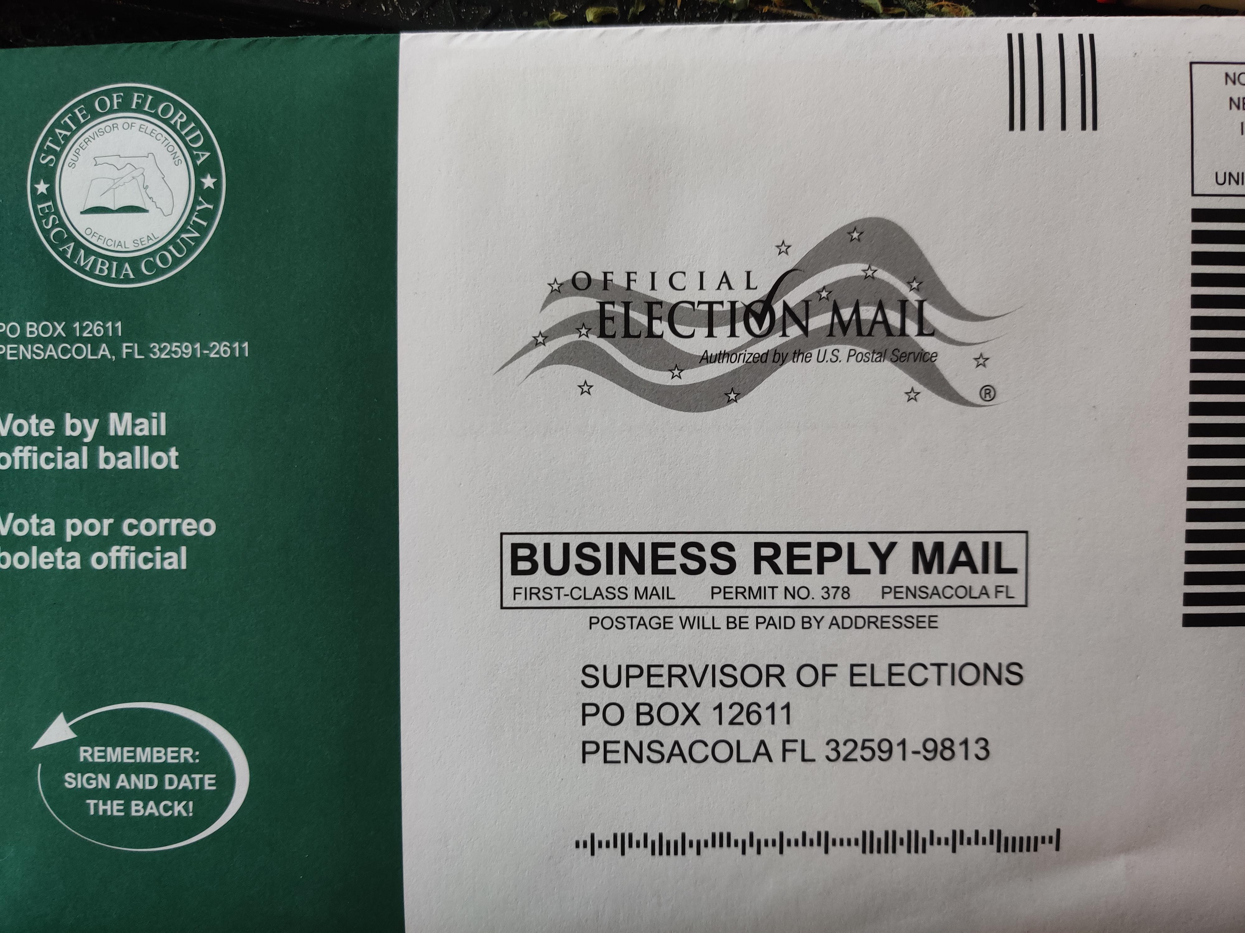 I just voted today in Pensacola. Delivered my ballot to the post office