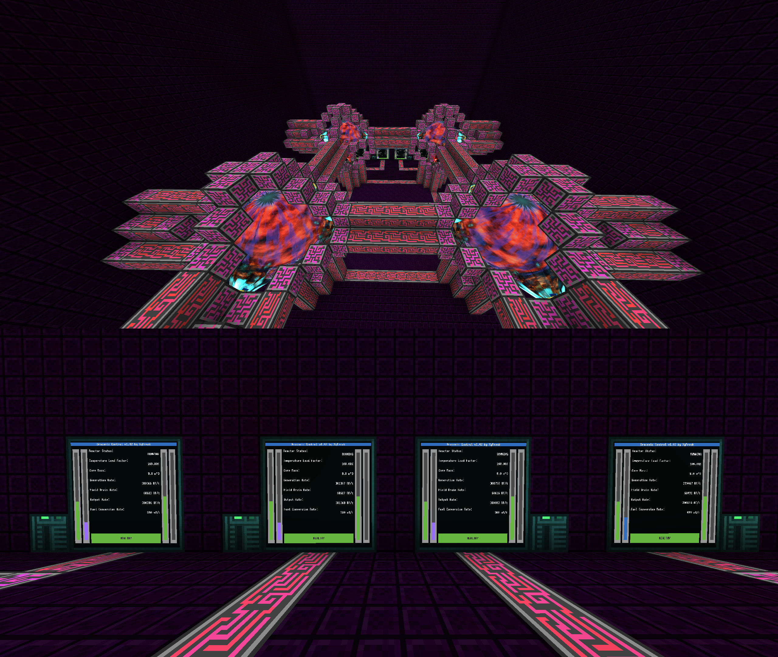 Draconic reactors each controlled by feedthebeast