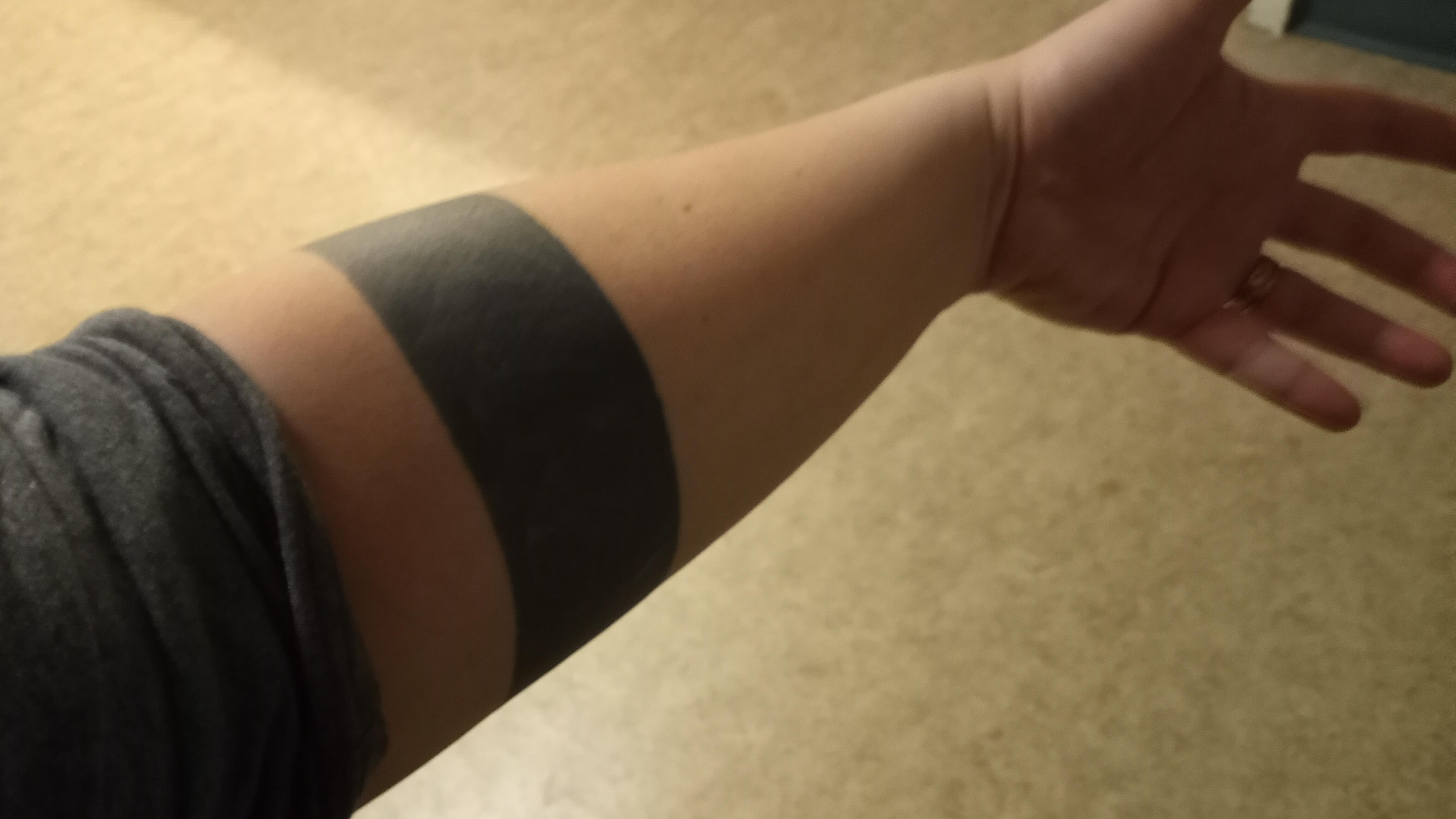 I have this solid black band on my forearm. I really dug it when I got