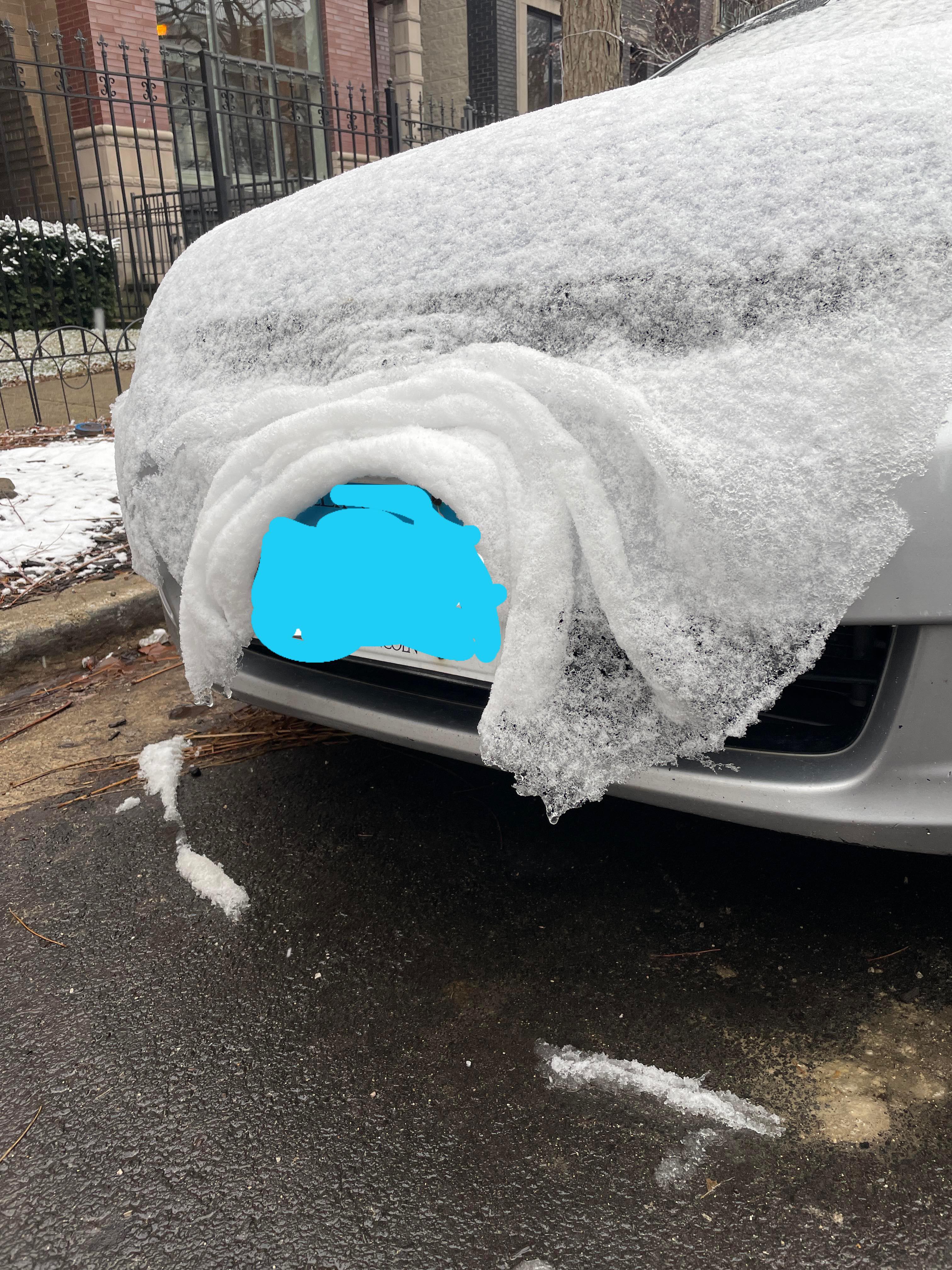 The way the snow blanketed around this license plate looks so delicate