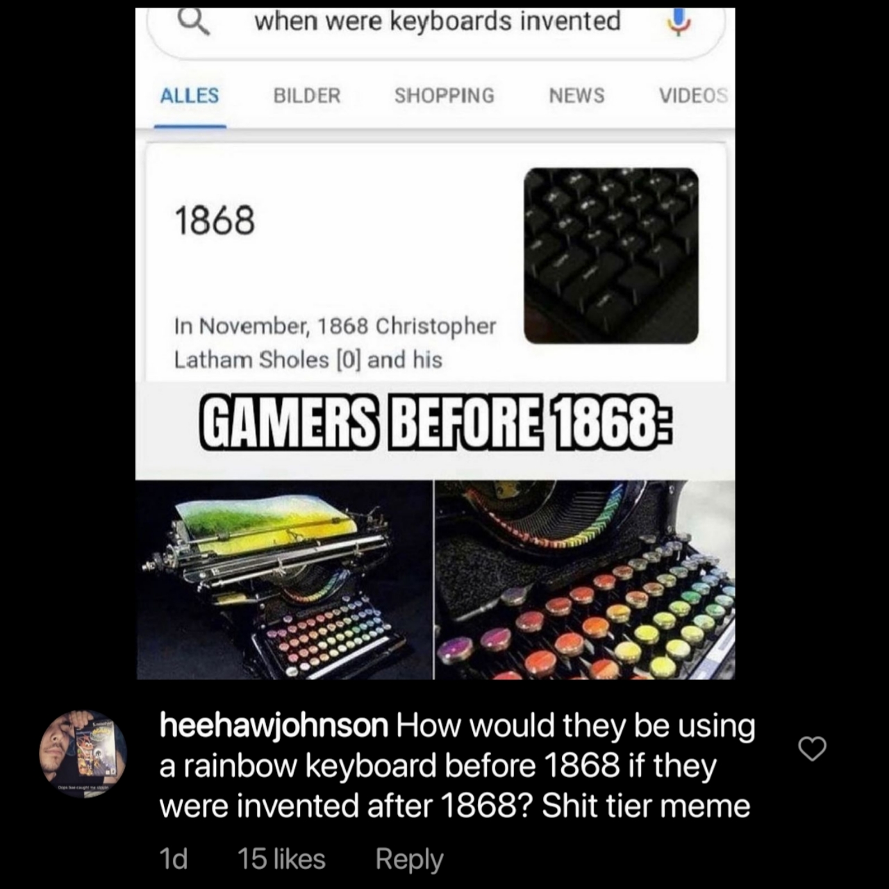 keyboards were invented in 1868 woooosh
