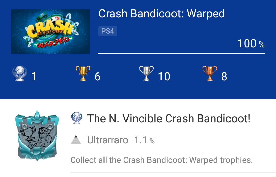 [Crash Bandicoot Warped] Plat 37. With this I finished the trilogy. It's been great. r/Trophies