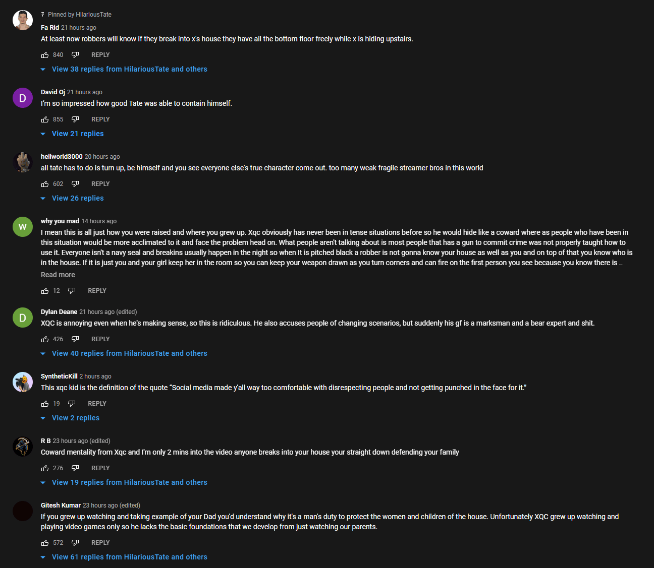 off da perc comments 💀 : xqcow