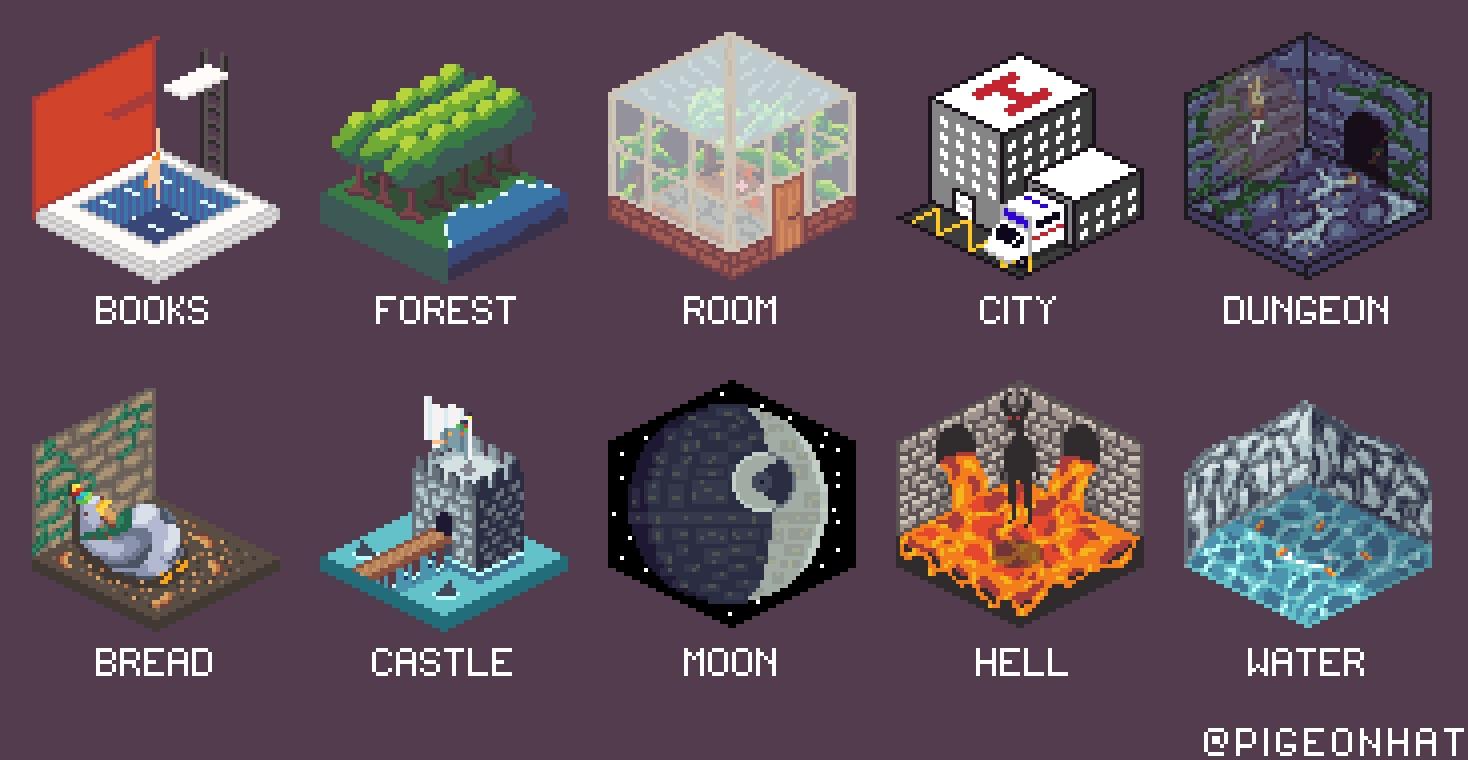 [OC] Selection of Isometric Cubes r/PixelArt
