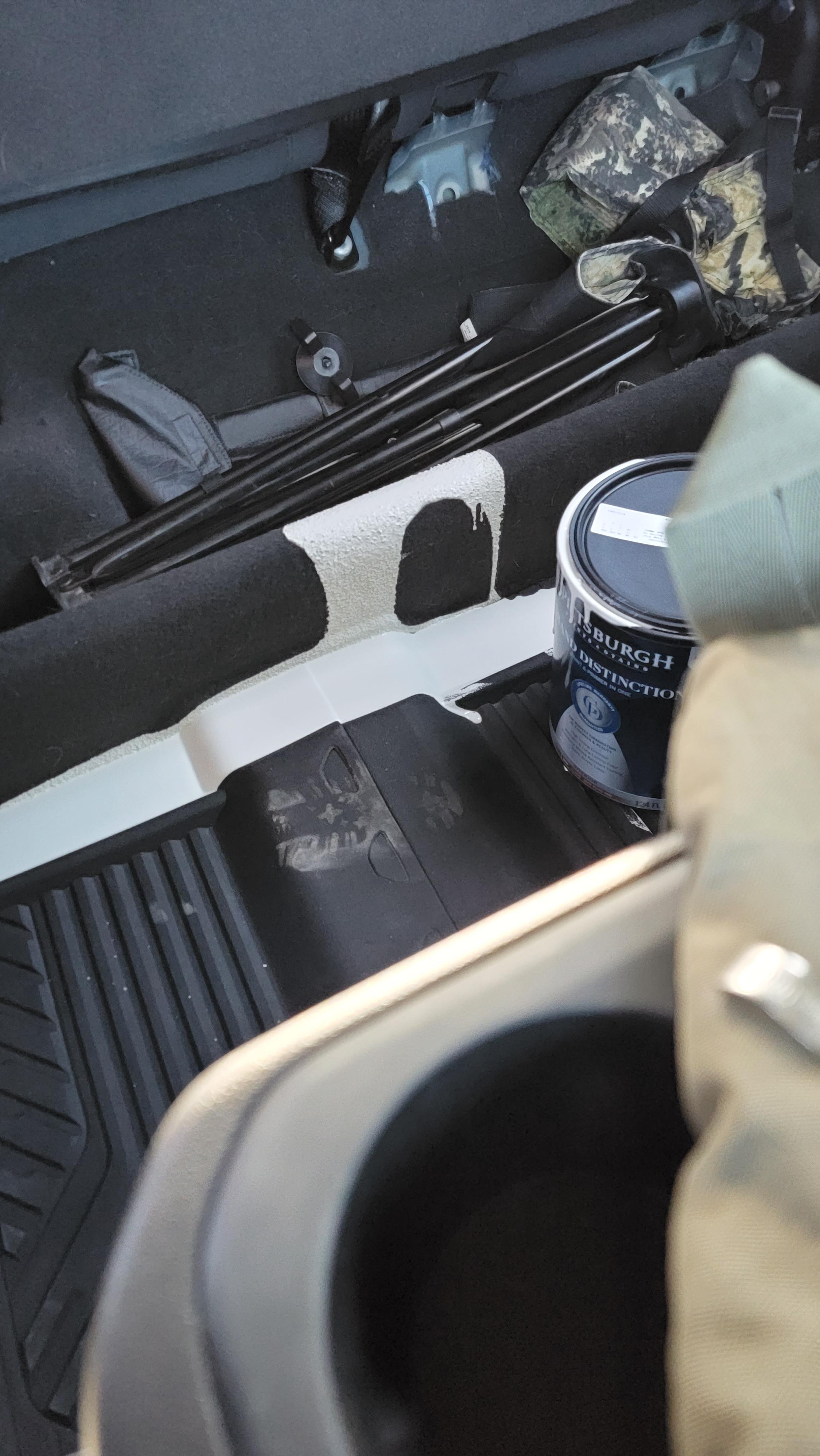 The lid on my dads paint wasn't on properly and it ended up spilling on