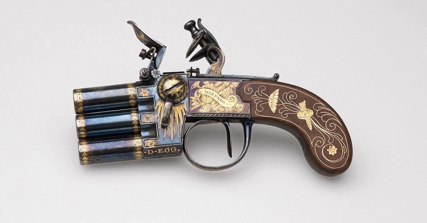Napoleon's three chamber box lock pistol from year 1802. r