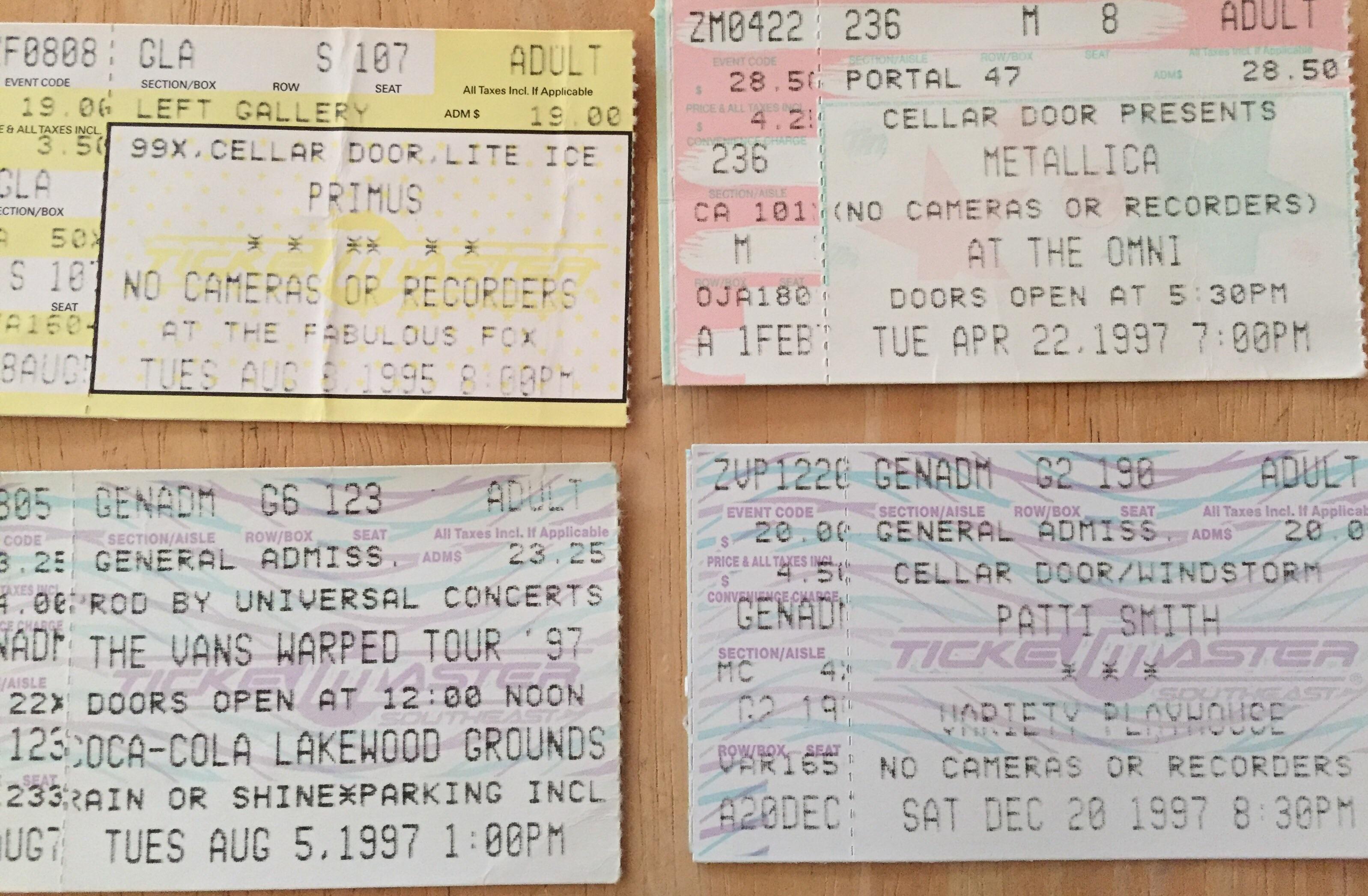Concert ticket stubs from the 90s. r/nostalgia