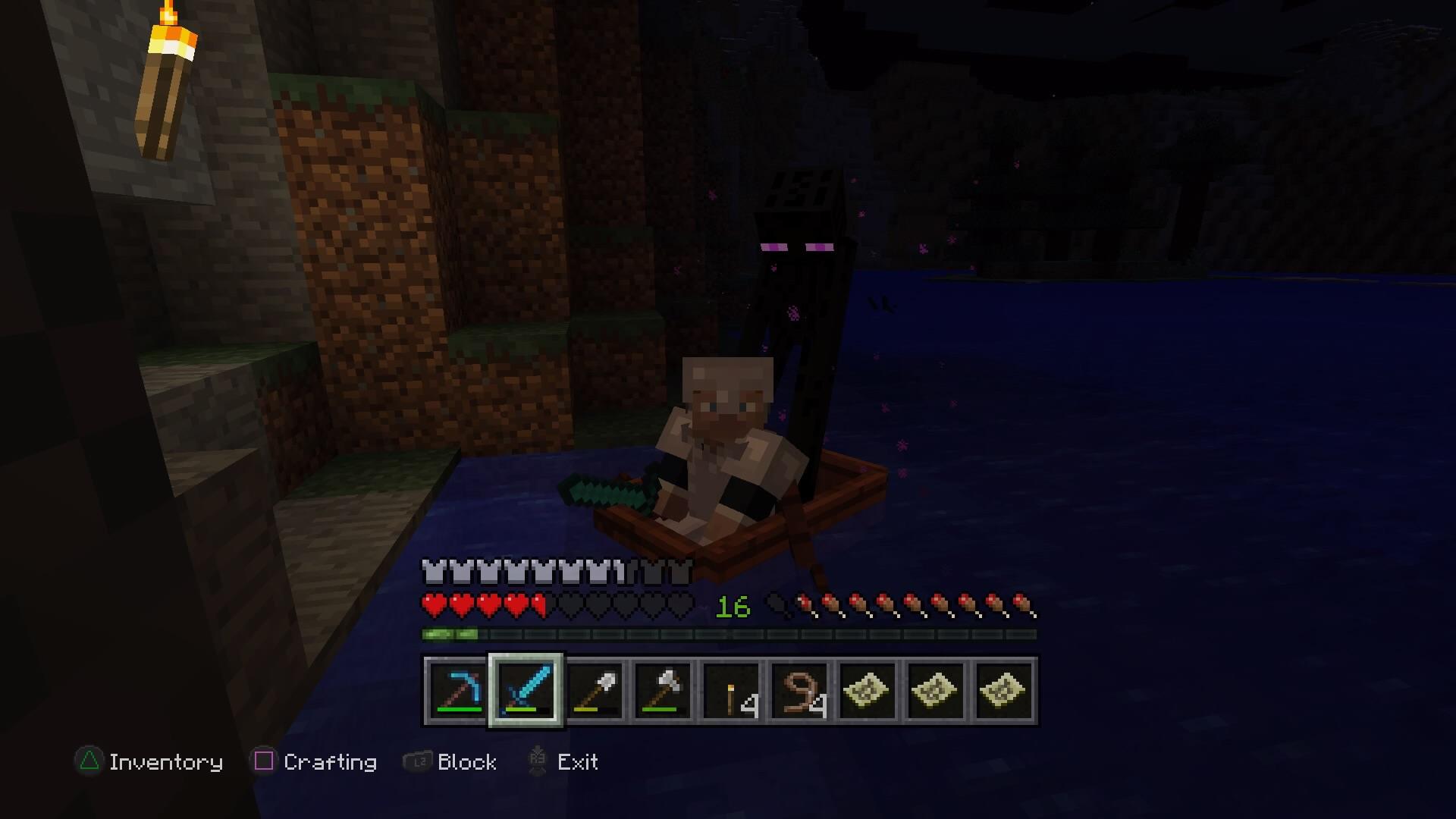 I attacked an enderman while in a boat with my horse in the back. The