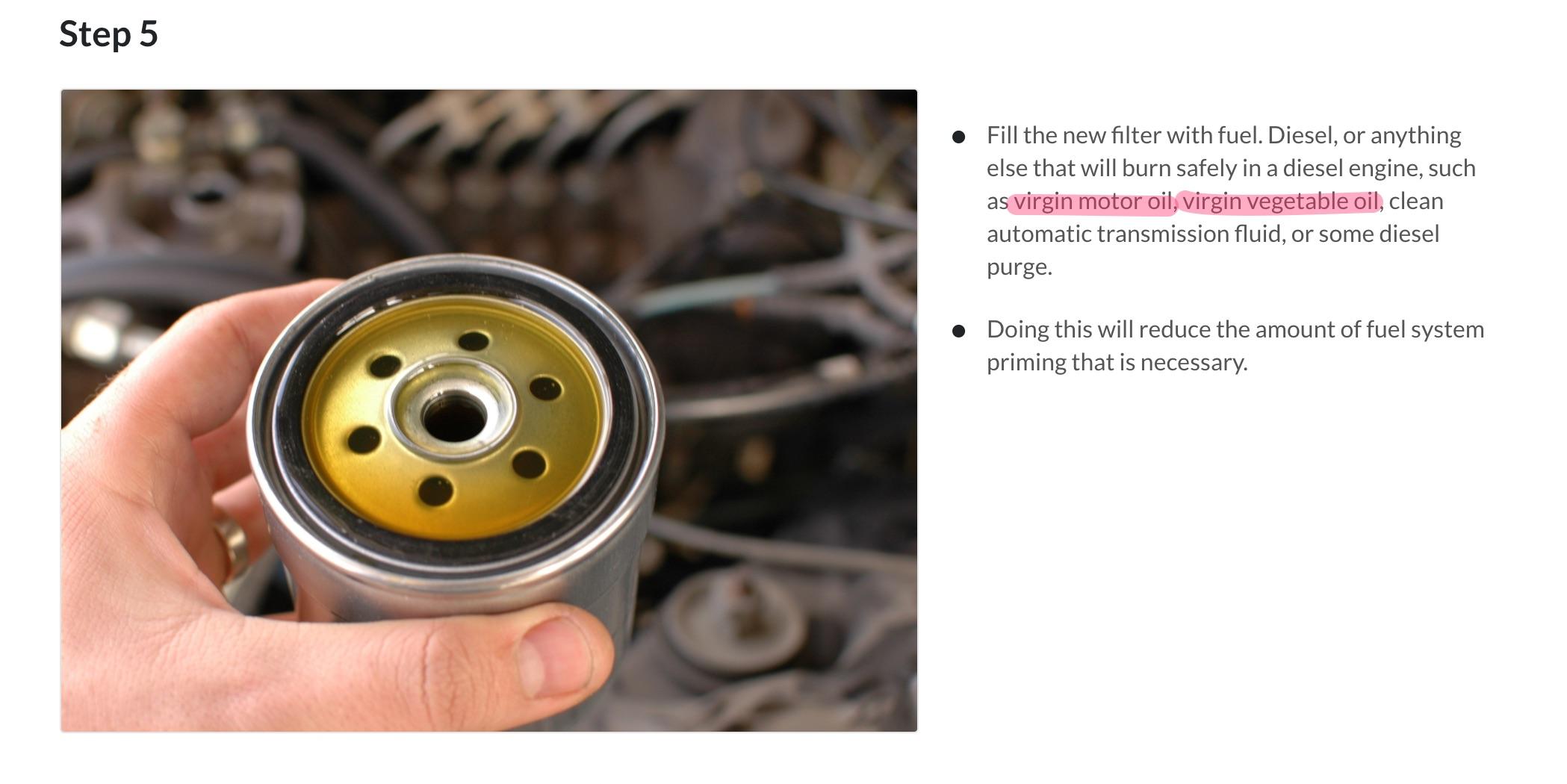 Replacing Fuel Filters on my 1983 Mercedes and need to pre-fill the one