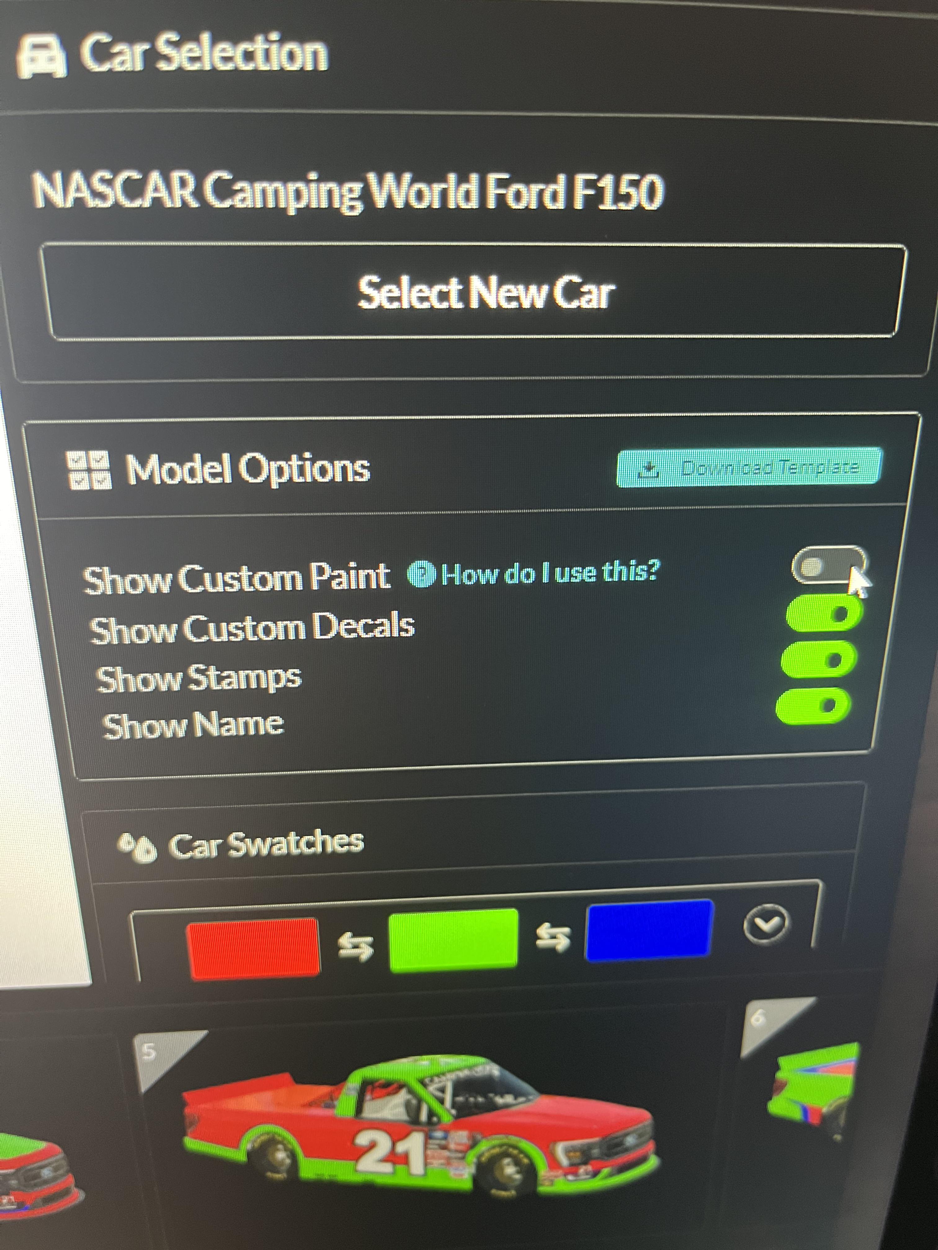 Why doesn’t it let me click “Show Custom Paint”? All the other cars are