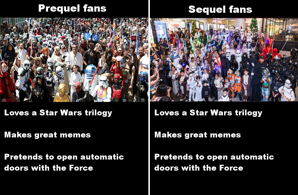 Prequel fans VS Sequel fans r/wholesomeprequelmemes
