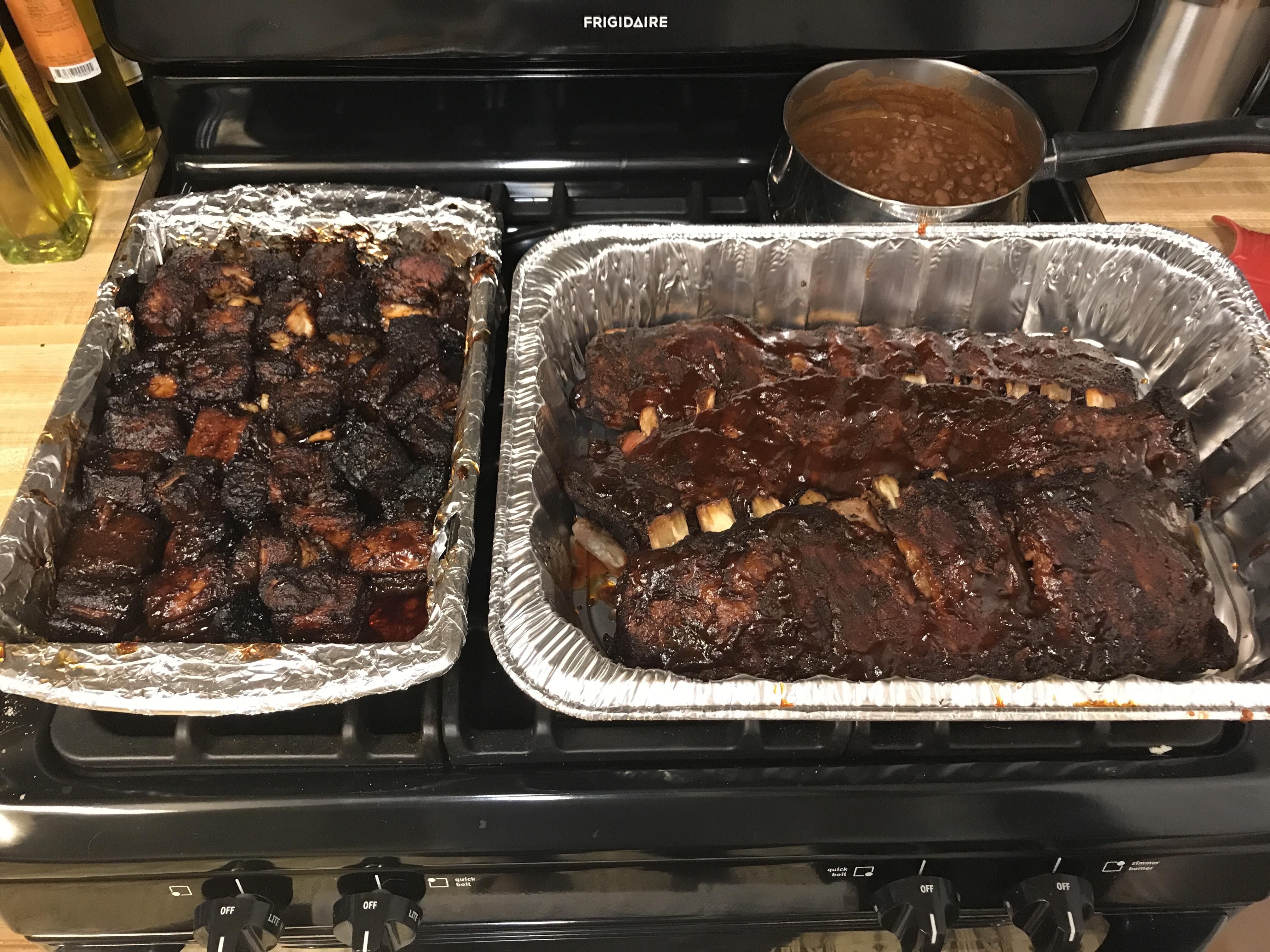 [Homemade] St. Louis spareribs and pork belly burnt ends r/food