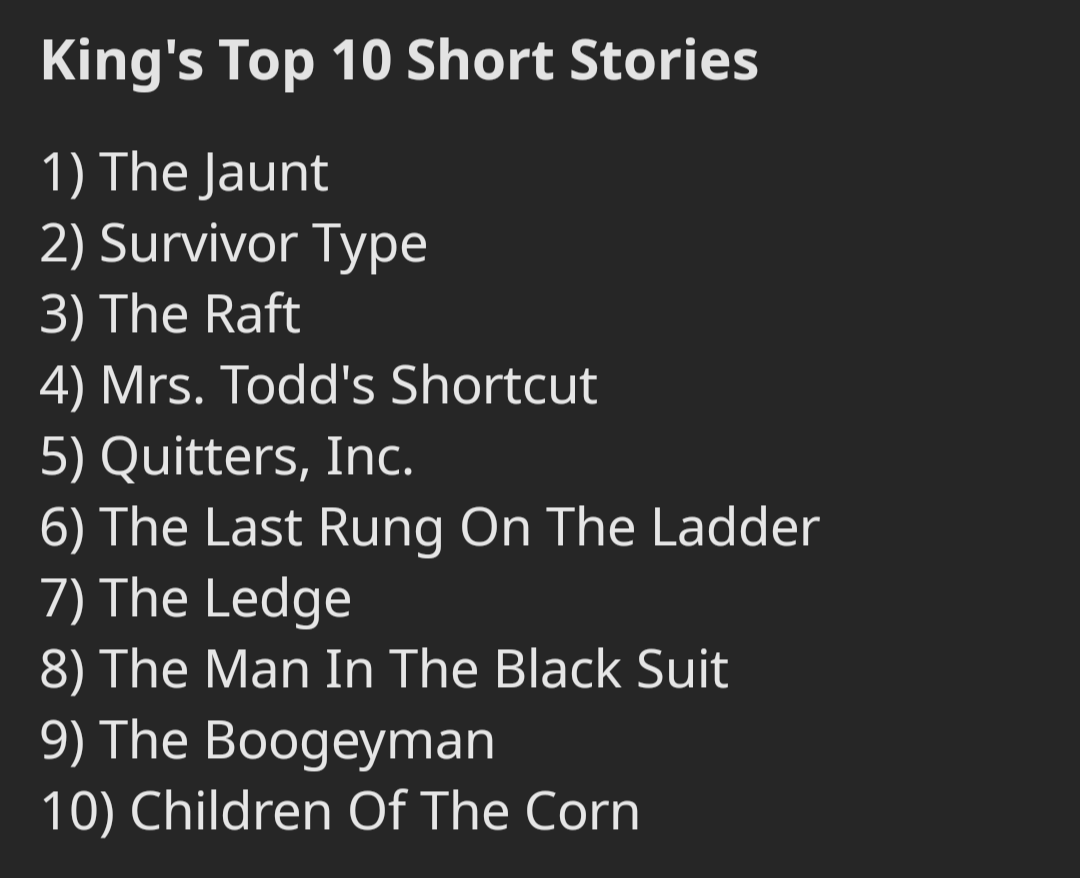 Top Stephen King short stories, day 10 r/stephenking