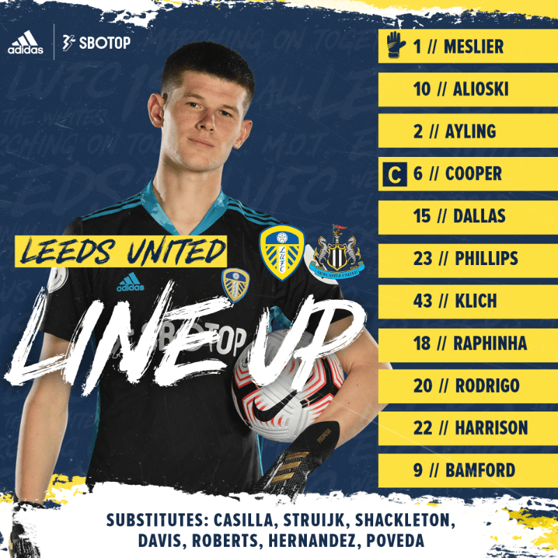 LUFC Lineup vs Newcastle United LeedsUnited