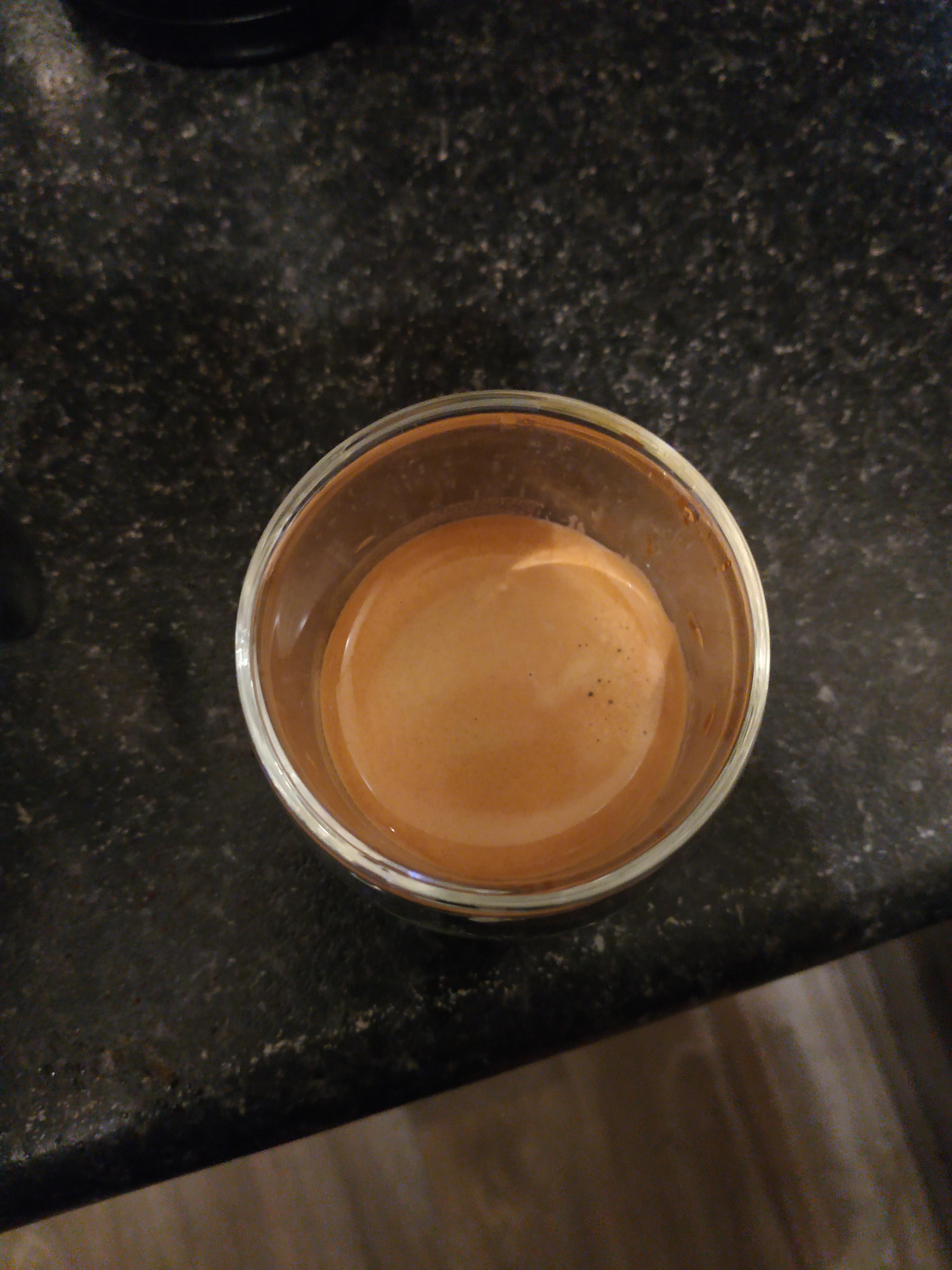 ROK GC Espresso Shot 17g/40ml 15sec preinfusion followed by 30sec pull