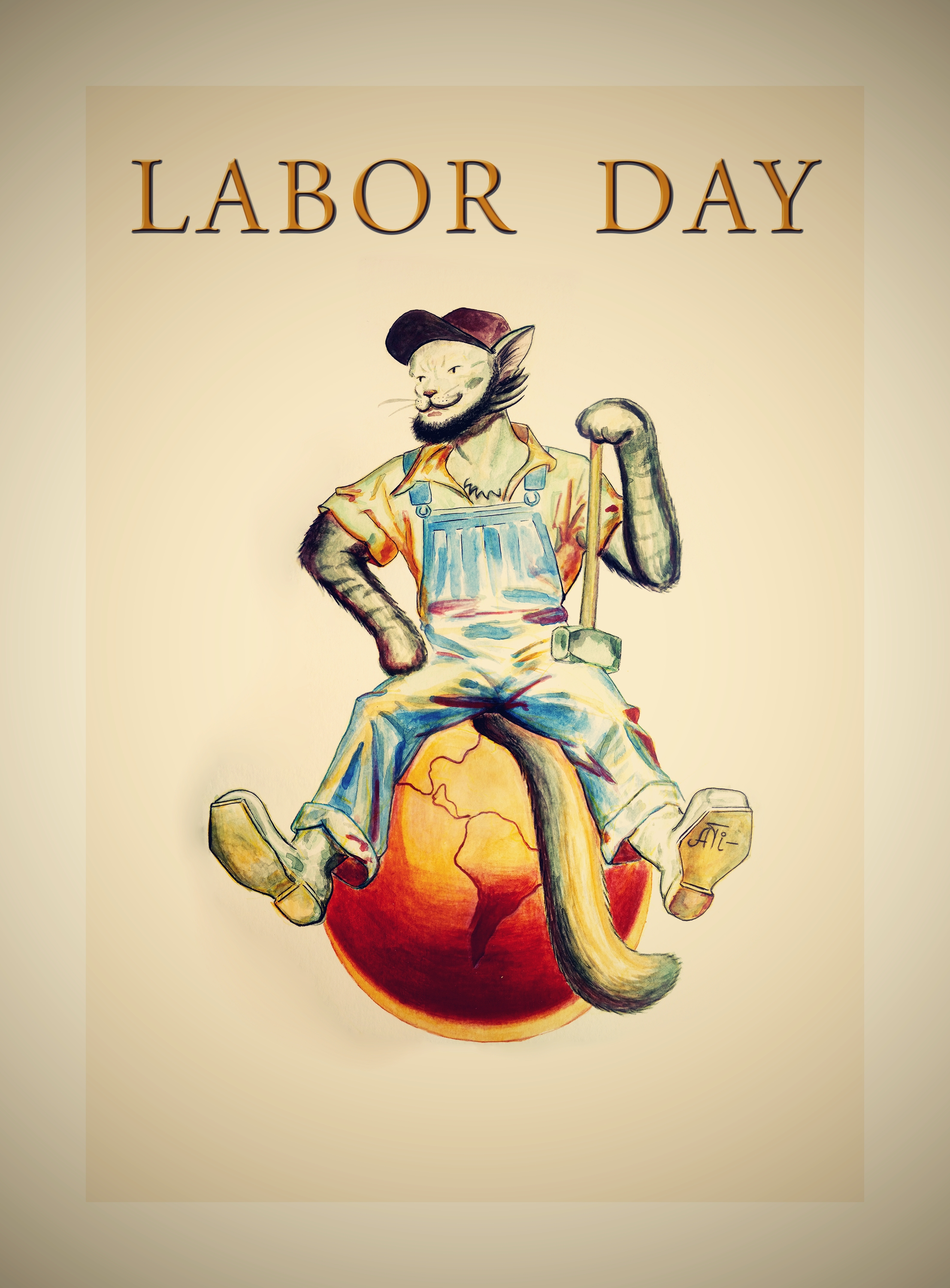 [For Sale] Happy Labor Day! Me, watercolor on paper, 2020. Check my