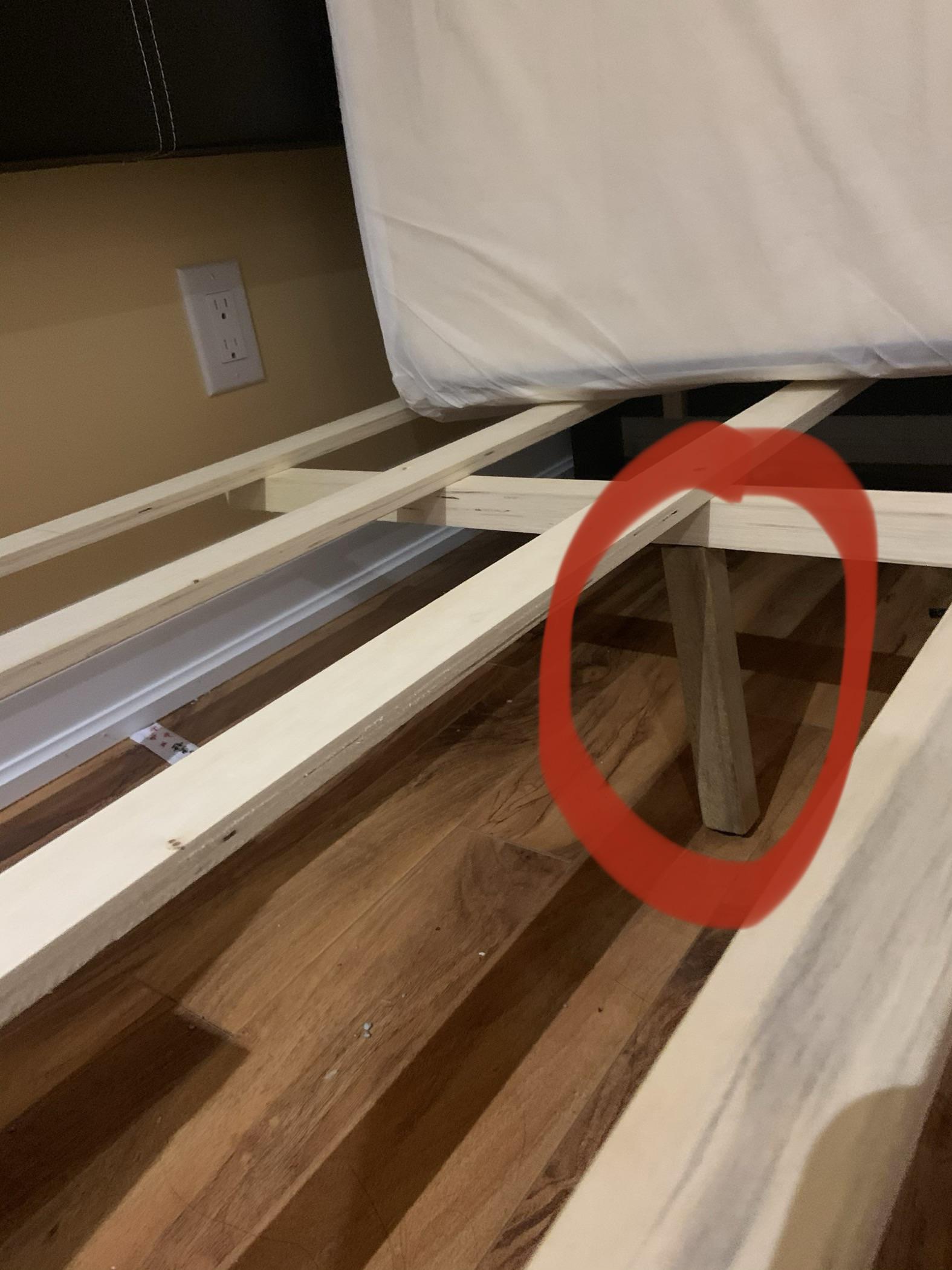 Bed frame wooden stand broke below r/fixit