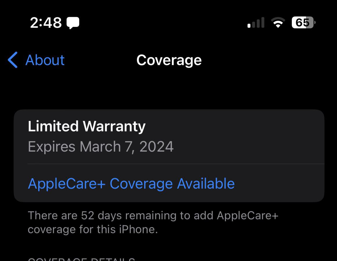 What does limited warranty mean? as you can see i dont have apple caer