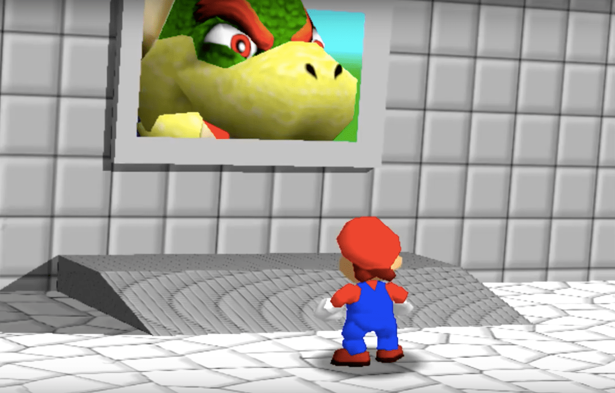 There's a secret room in Super Mario 64 where you can see Bowser's face
