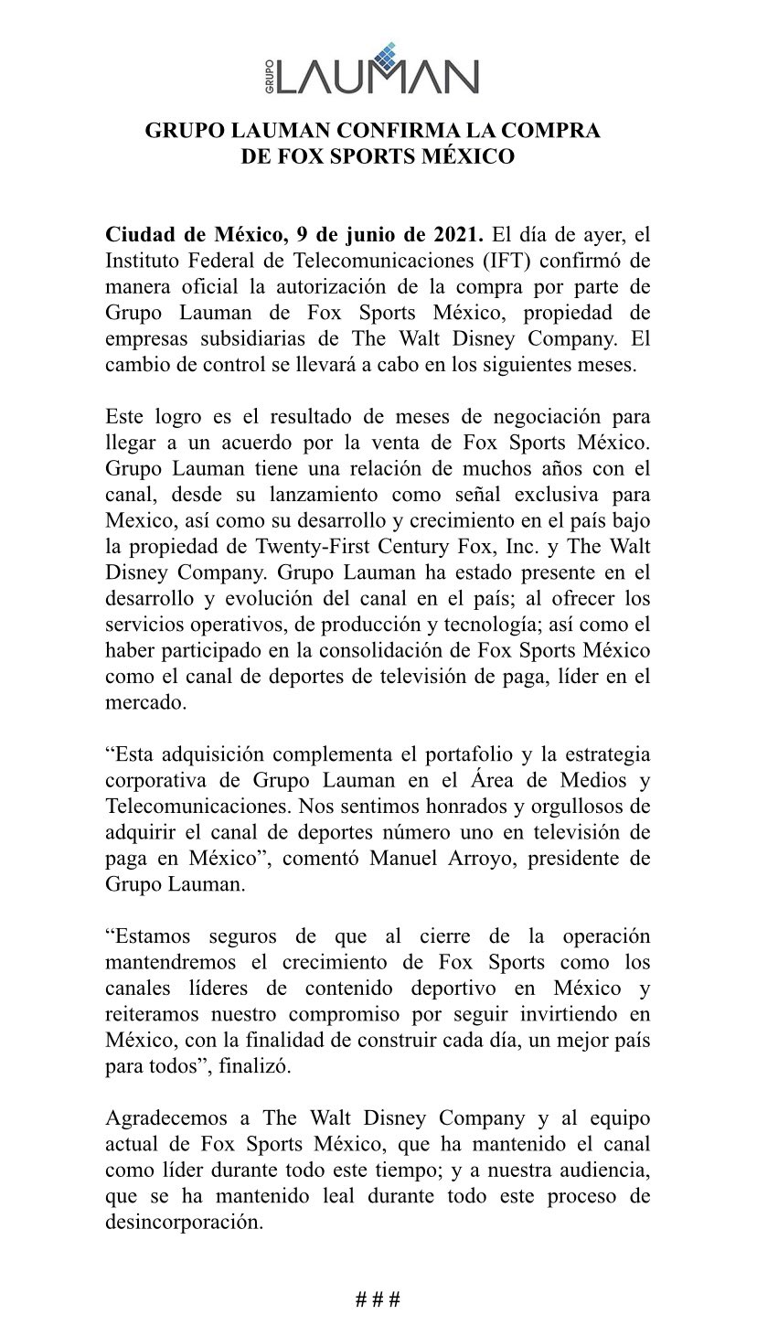 [Spanish > English] Press Release by Group Lauman. translator