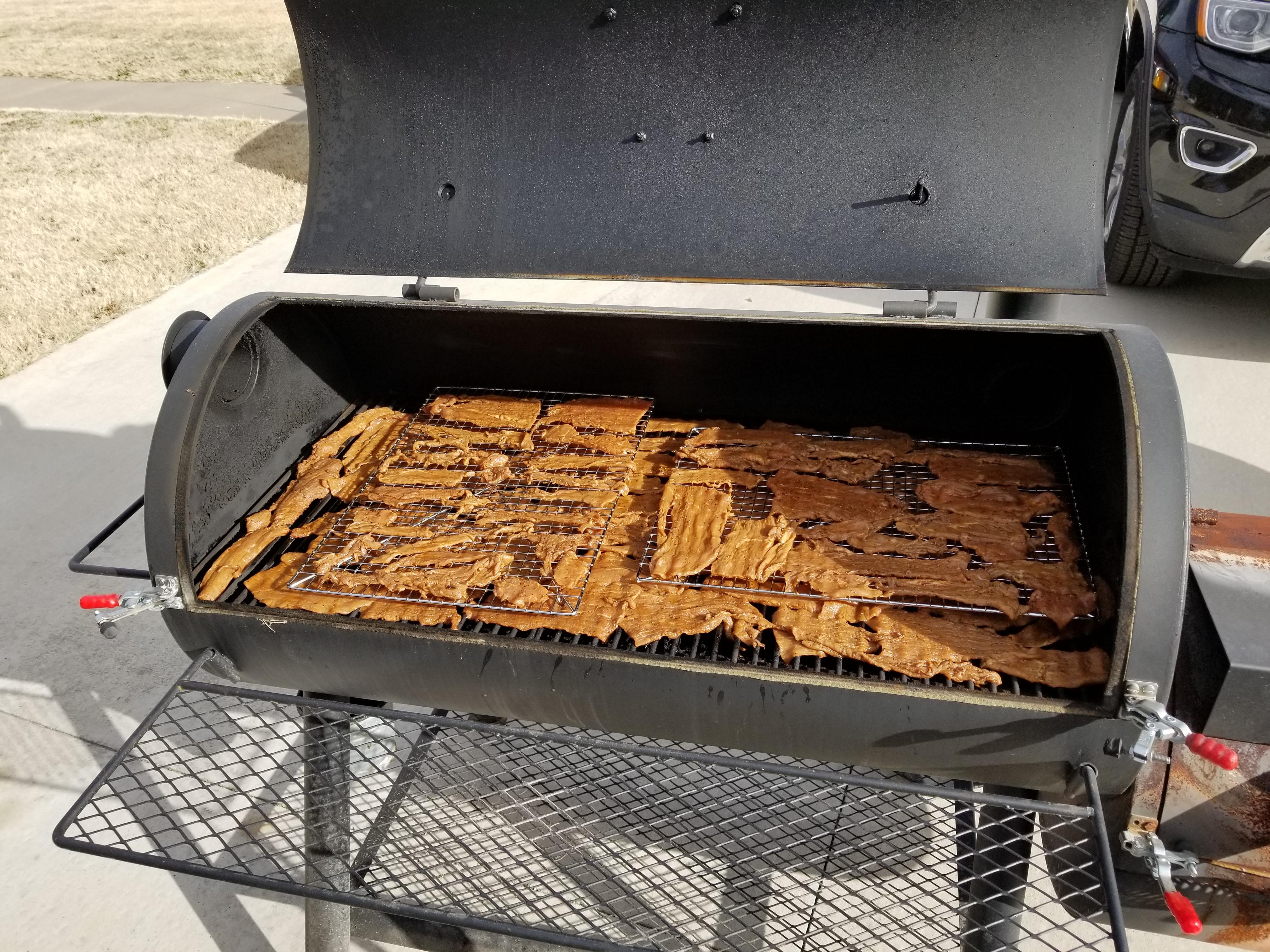 First attempt at beef jerky on my Oklahoma Joe. r/smoking
