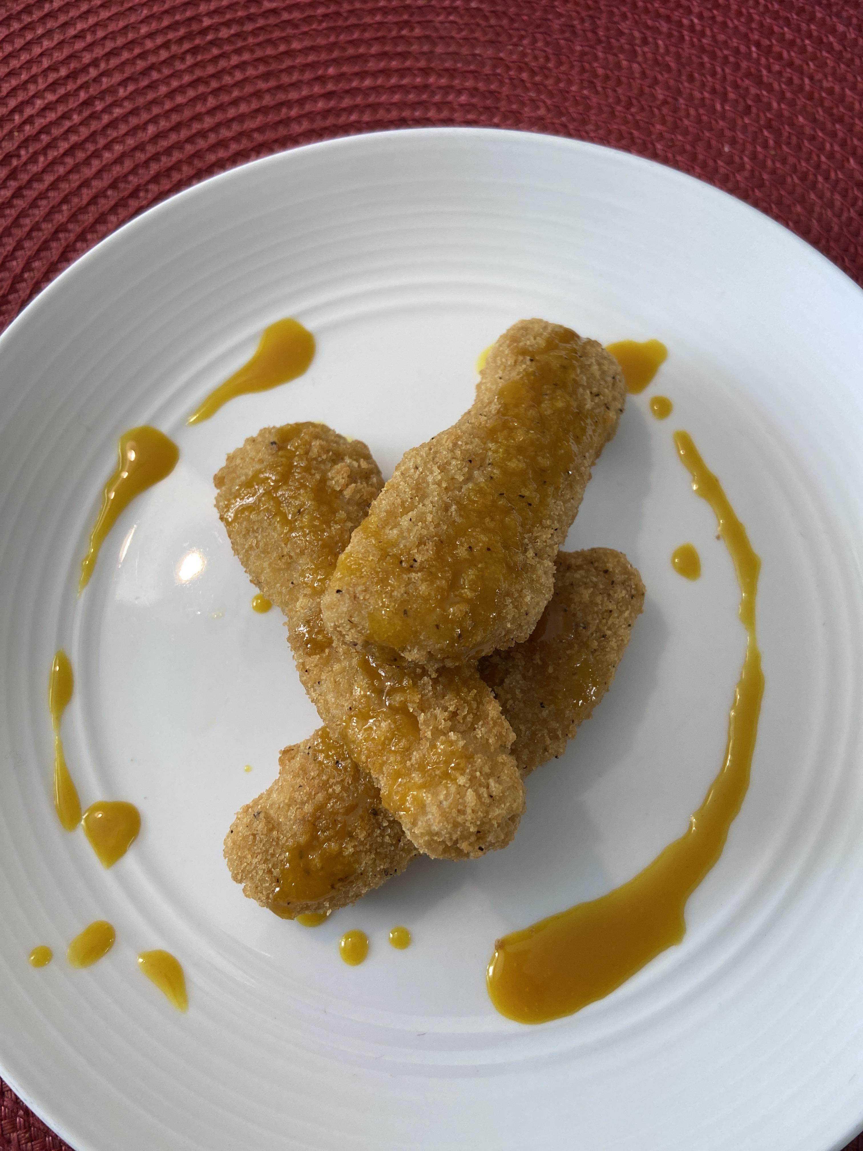 Fried breaded chicken with HoneyMustard drizzle r/WhiteHouseDinners