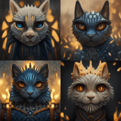 I typed "Game of Thrones but with cats" into Mid Journey AI and this