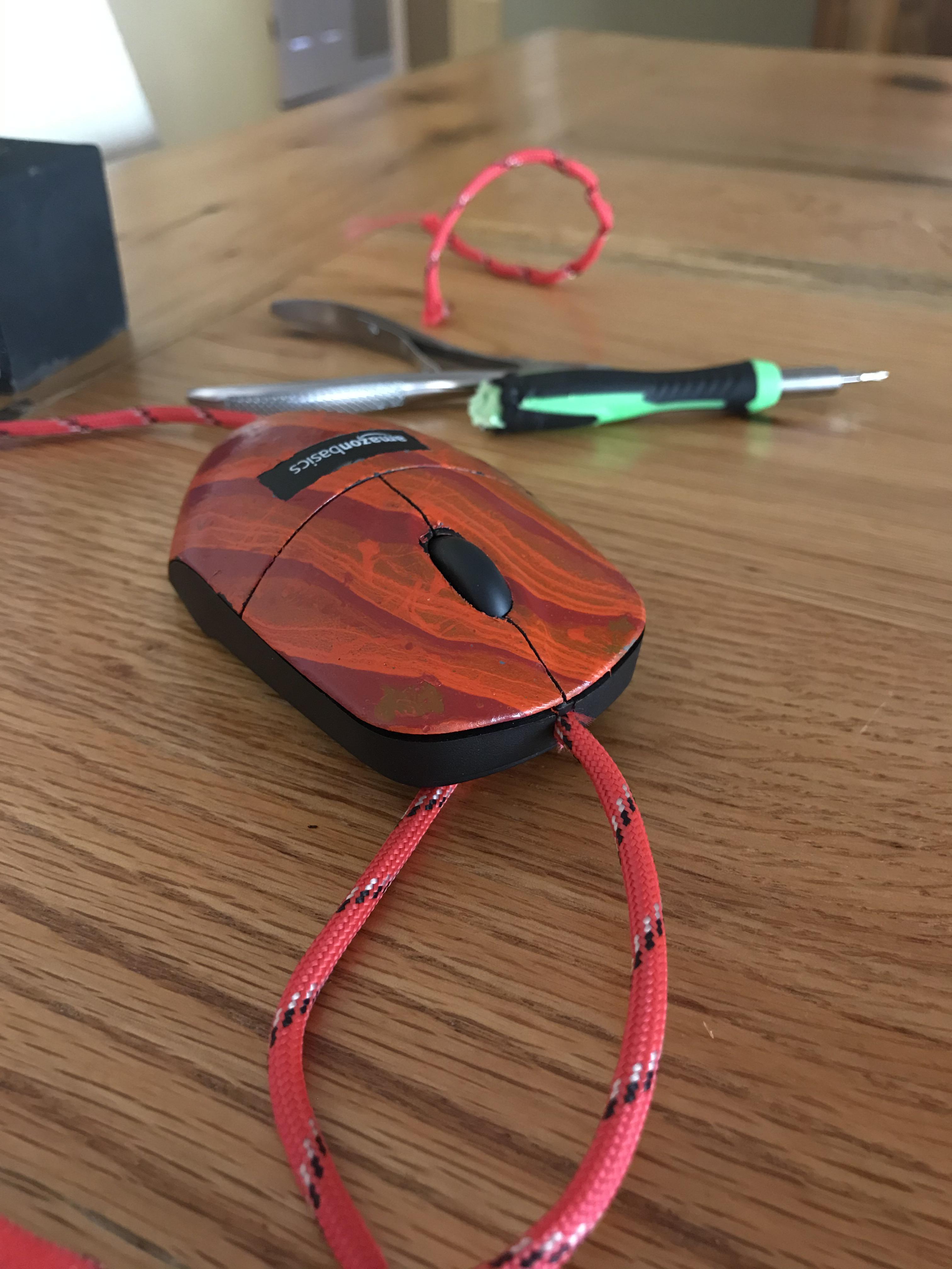 I hydro dipped an Amazon Basics mouse, as well as put paracord on the