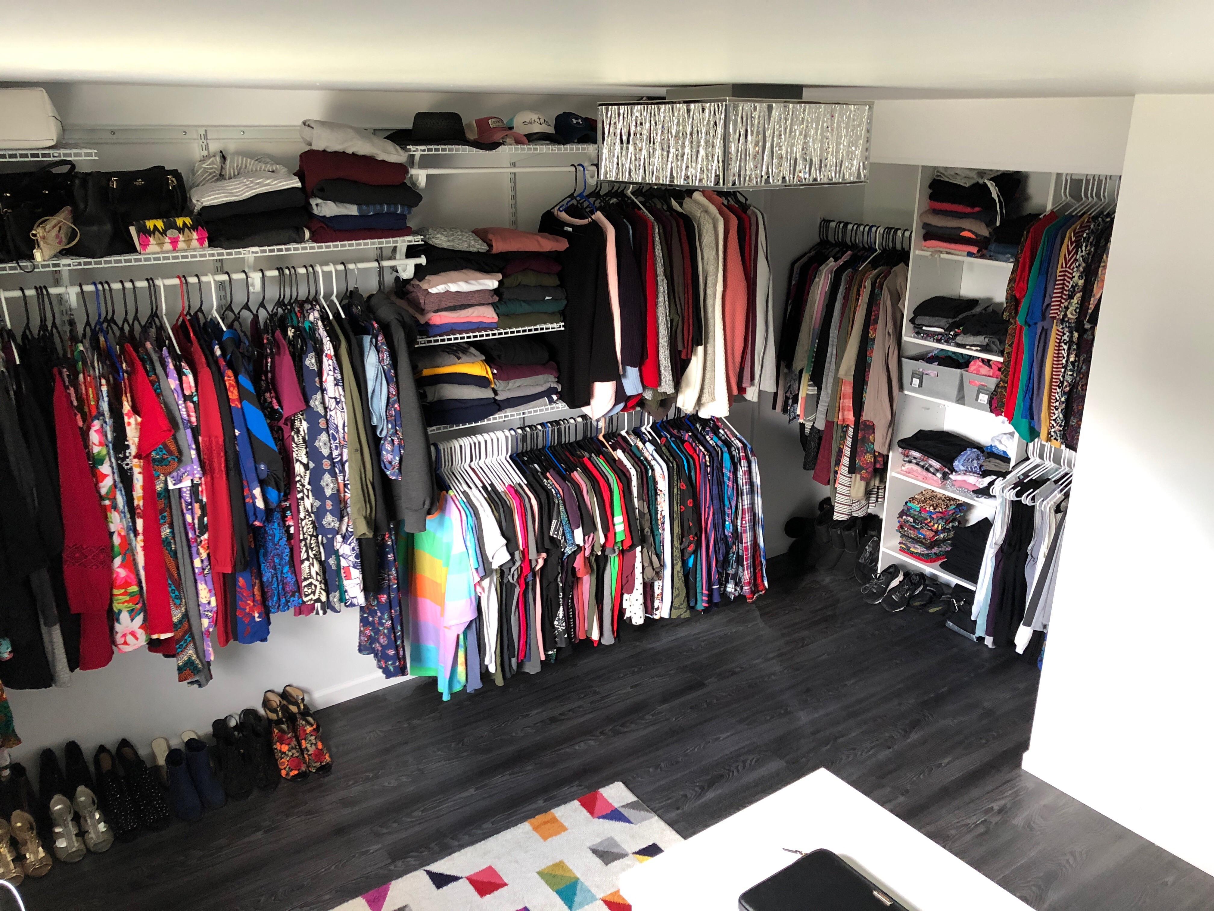 Remodeled my spare bedroom into a walkin closet slash home office. r